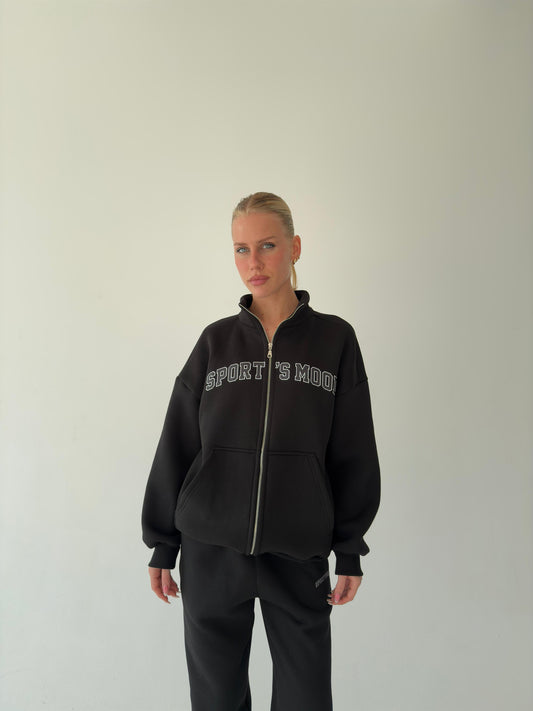 Black warm zip-up hoodie