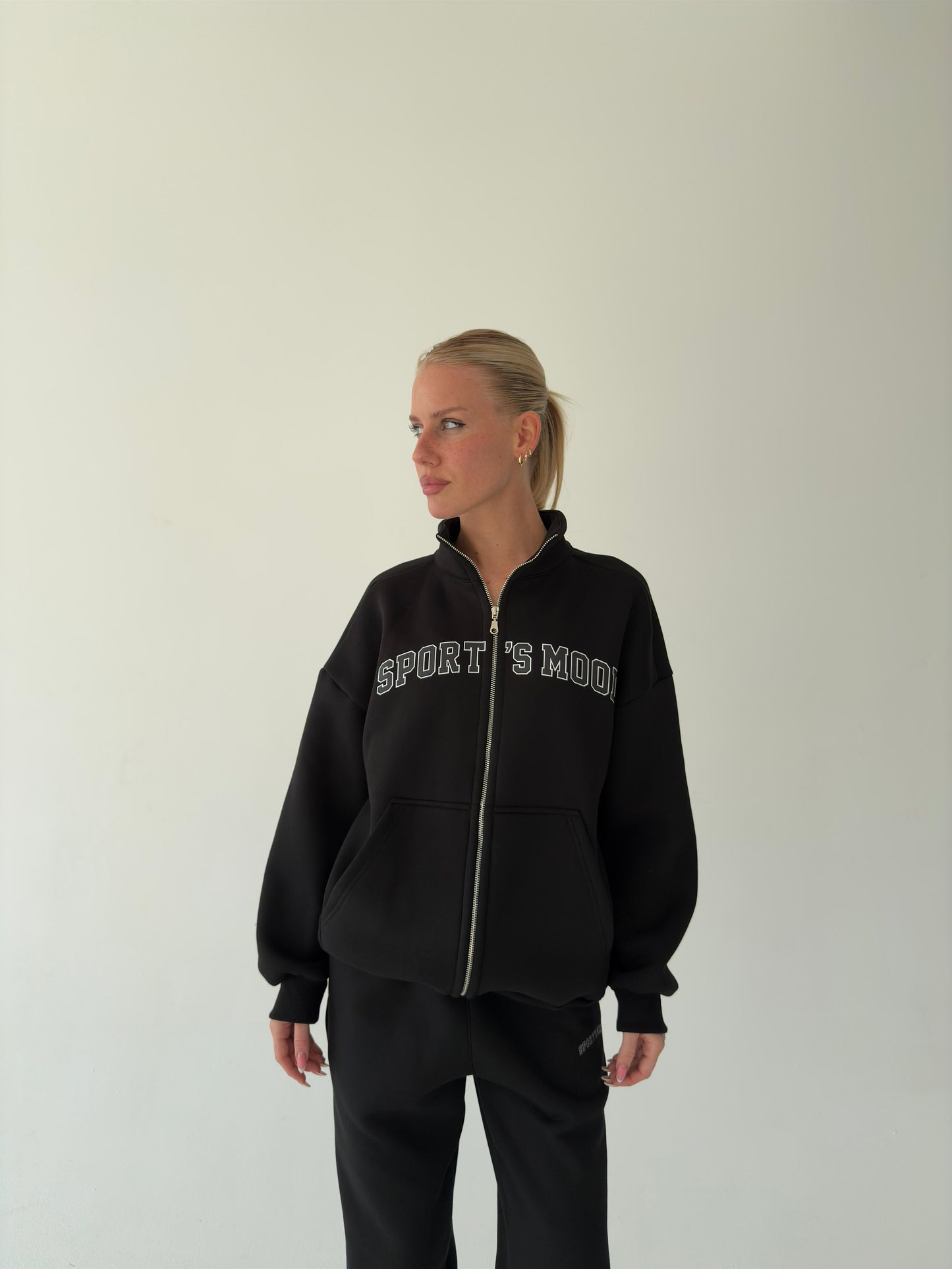 Black warm zip-up hoodie