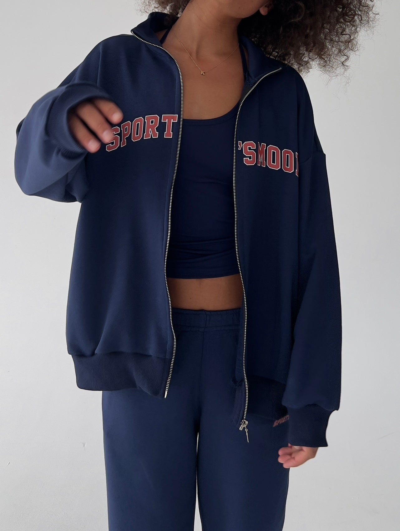 Navy blue zip jacket