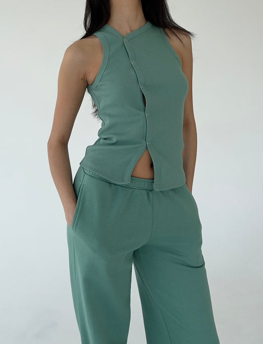 Menthol tank top with buttons