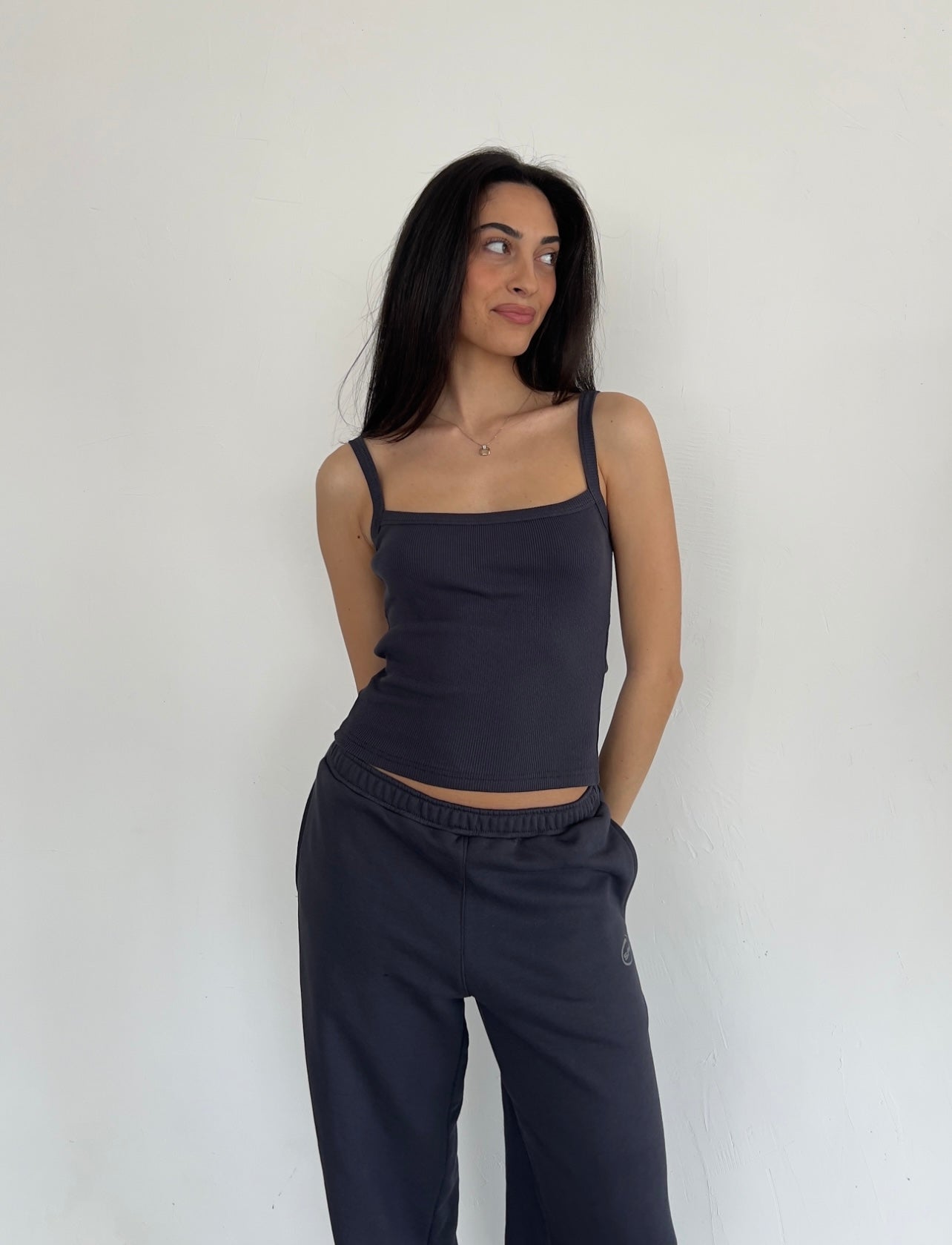 Dark gray bralette tank top