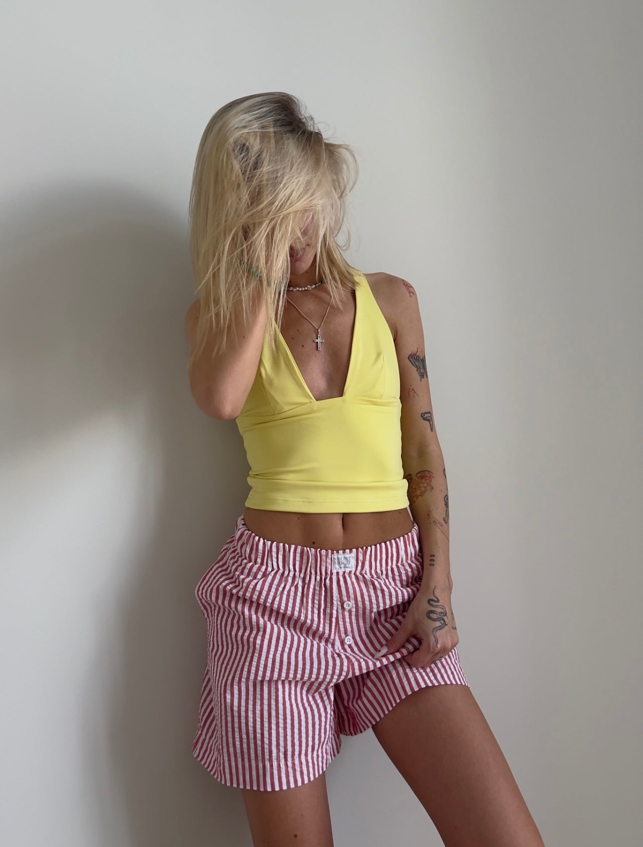 Baby yellow crossed top