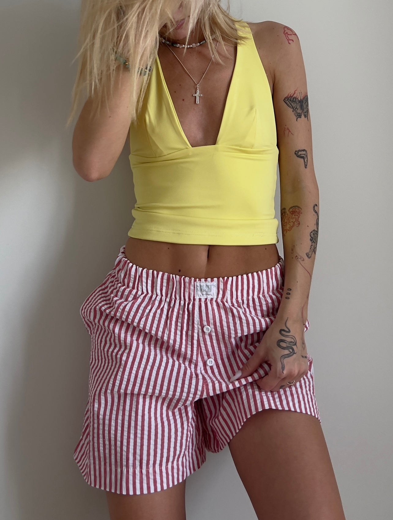 Baby yellow crossed top