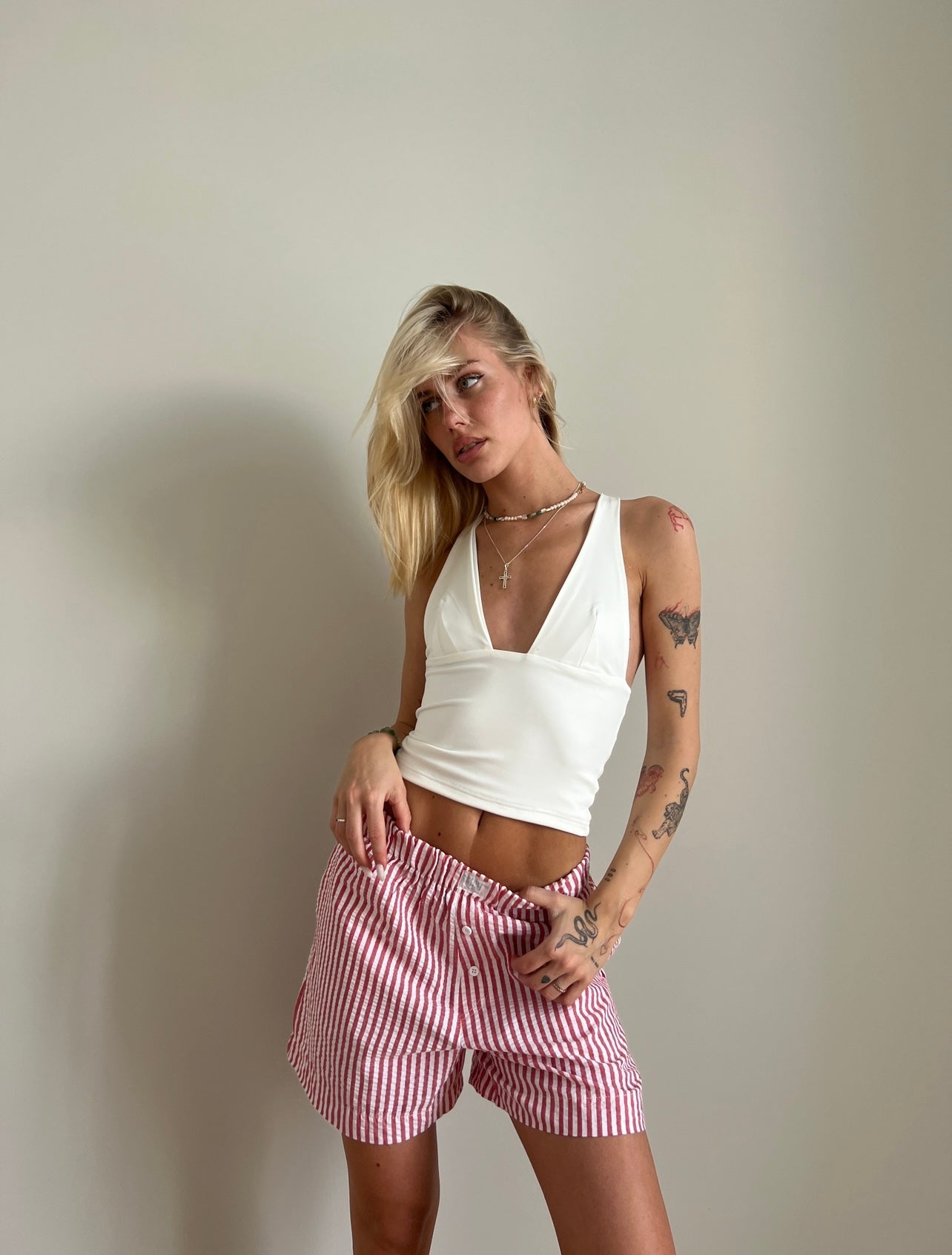 White crossed top