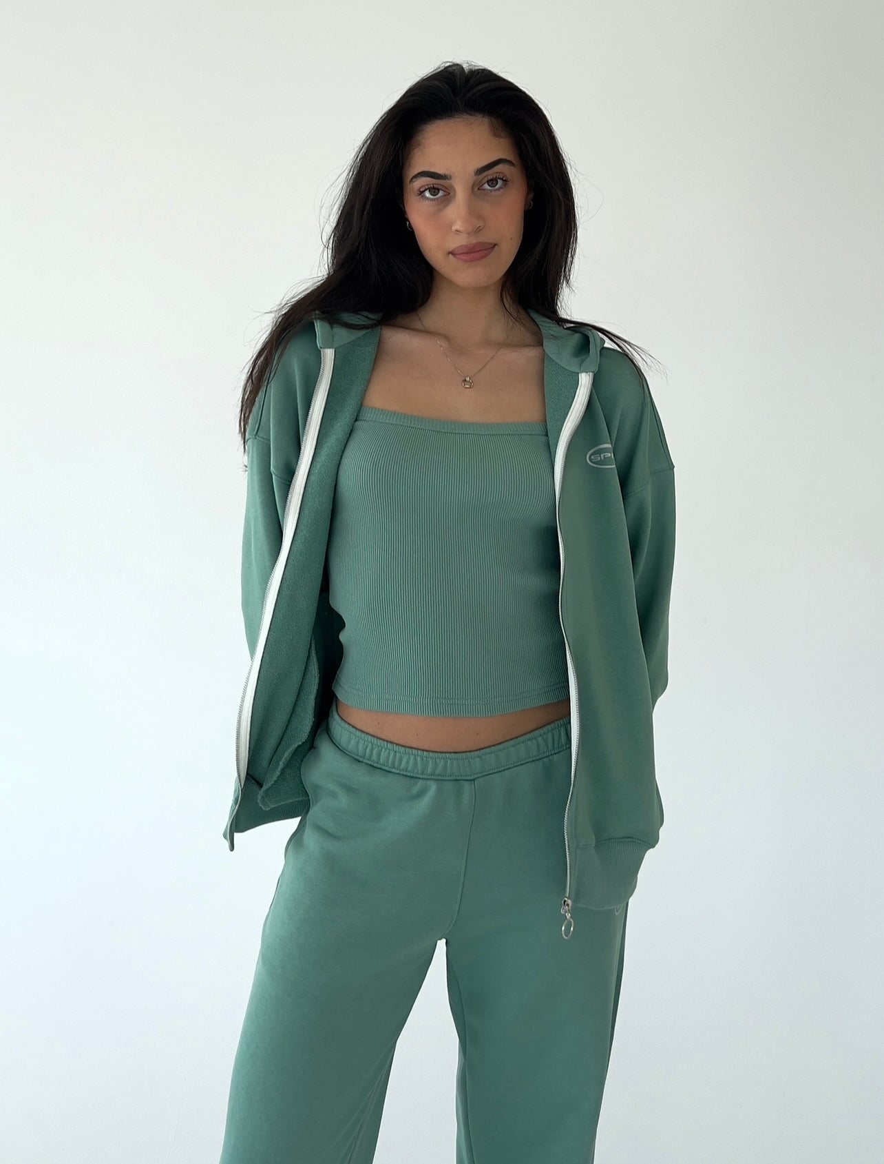 Menthol oversize zip-up hoodie