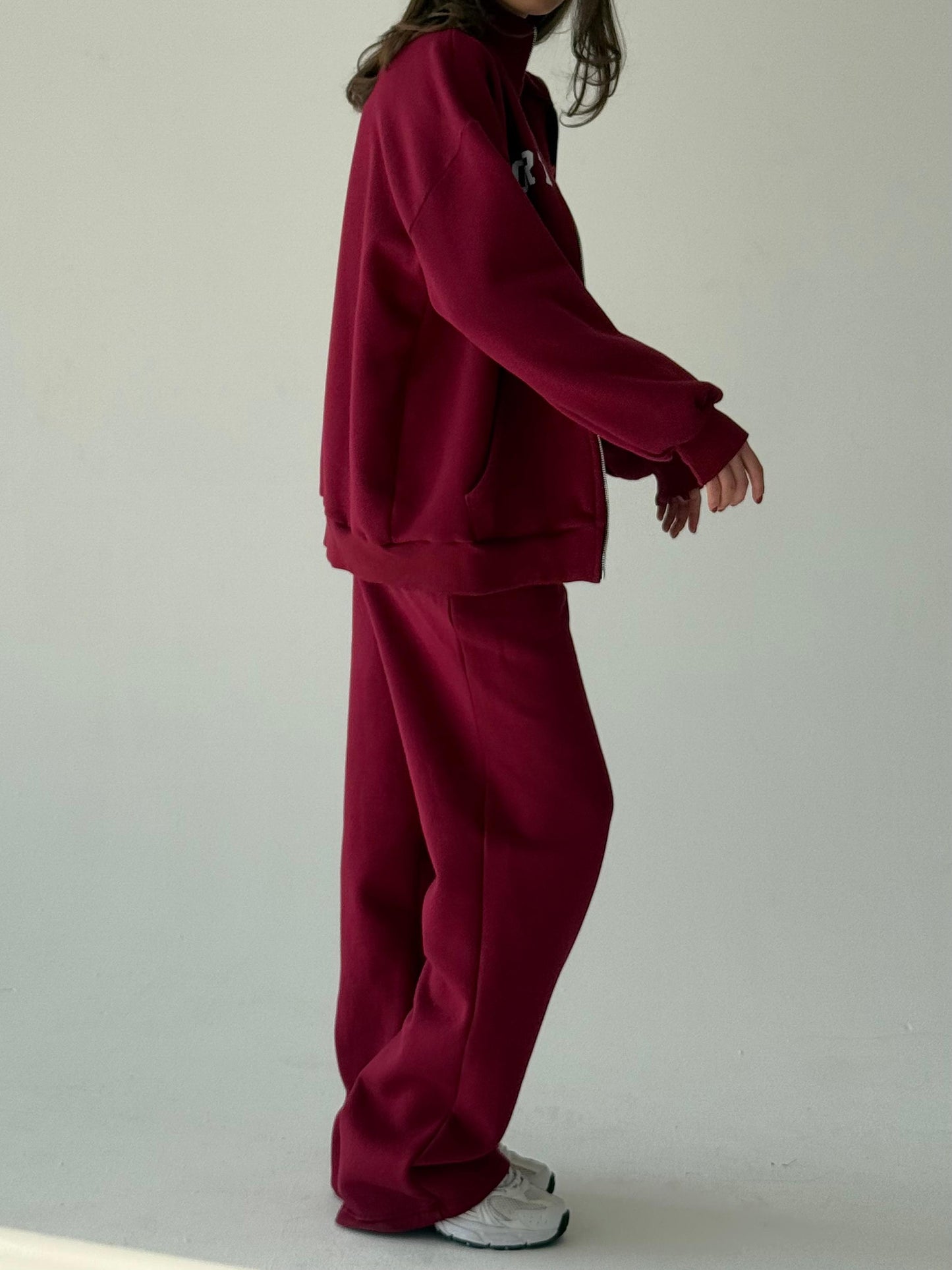 Burgundy warm zip-up hoodie