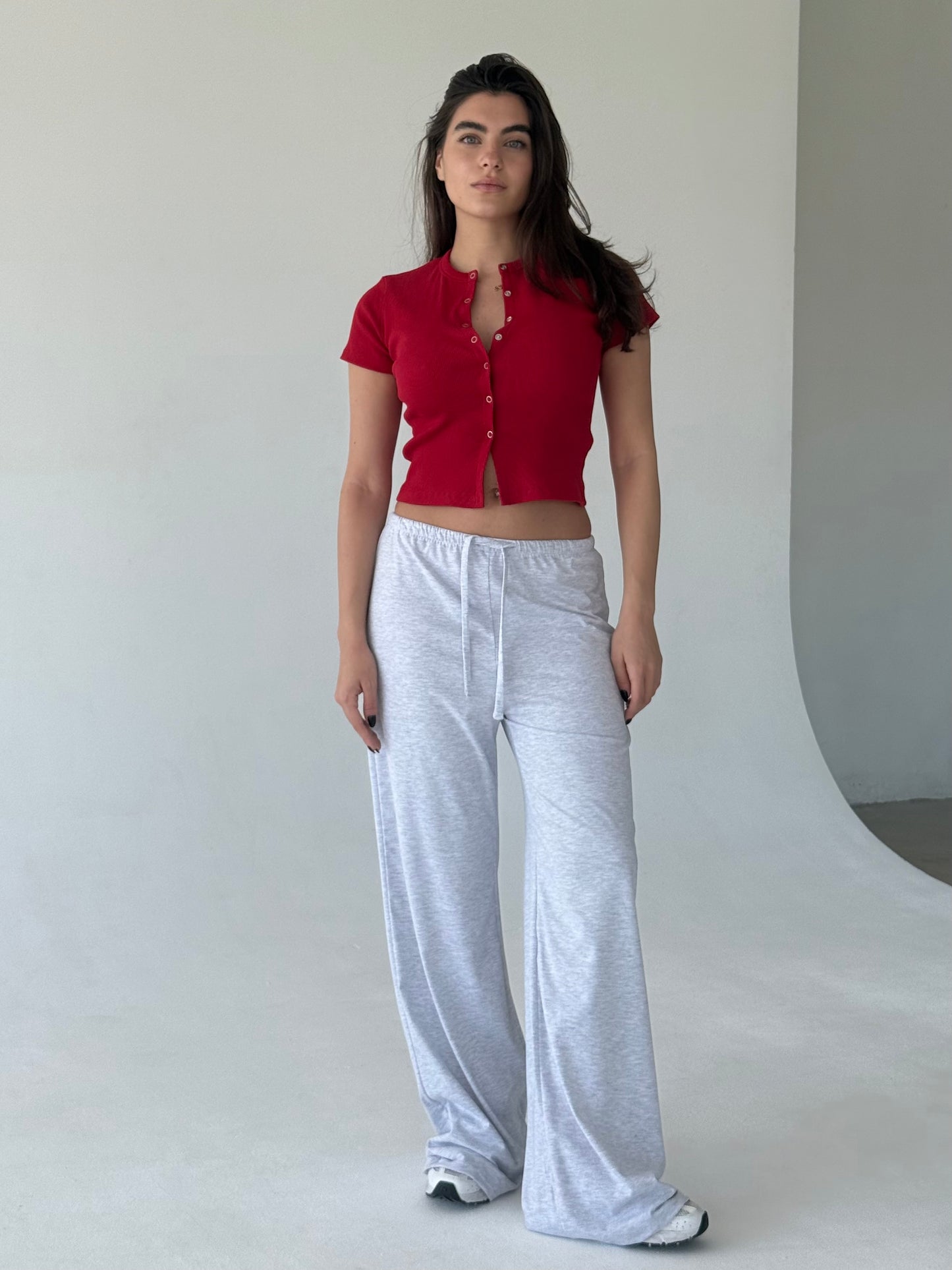 Red buttoned top