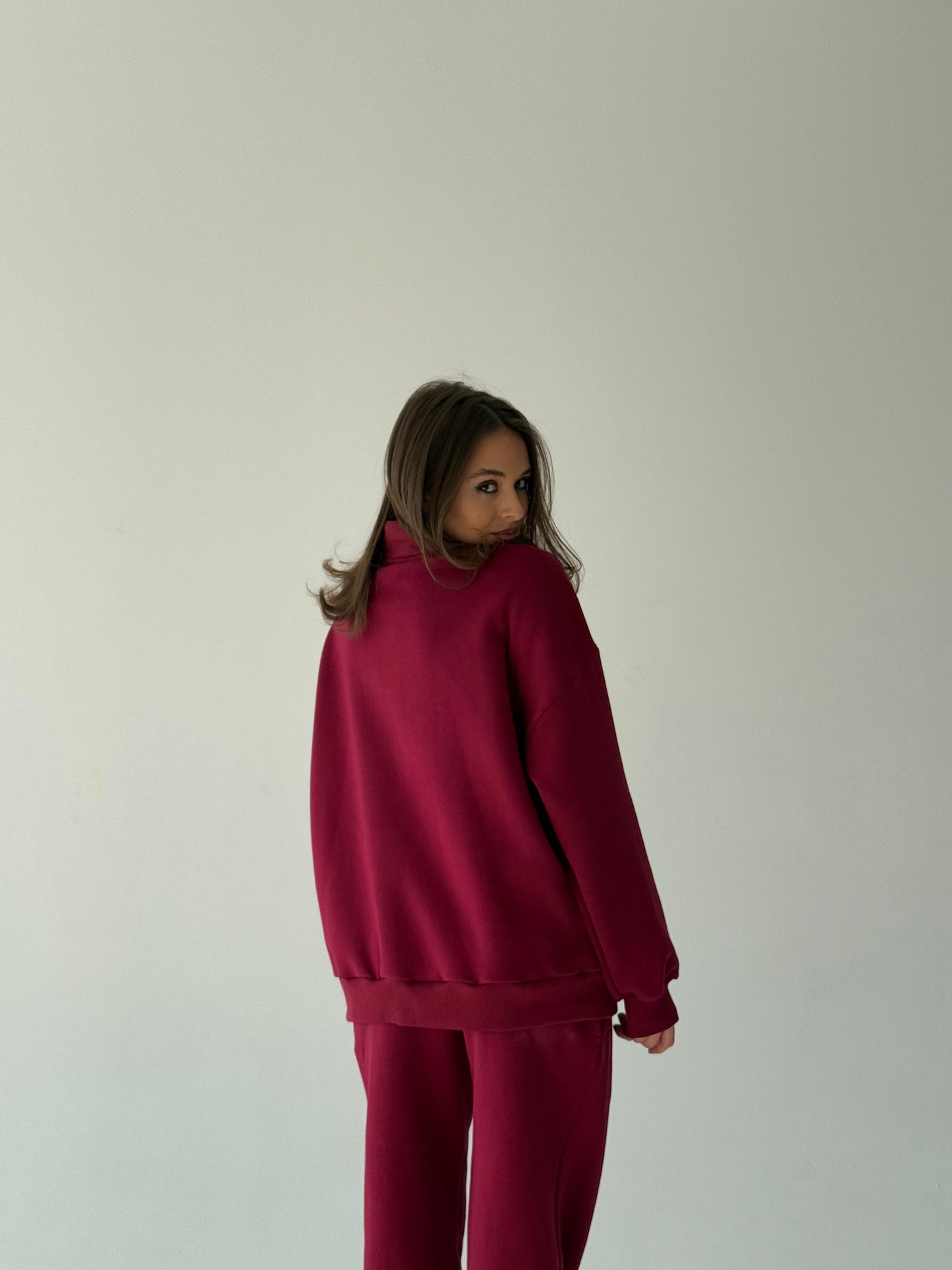 Burgundy warm zip-up hoodie