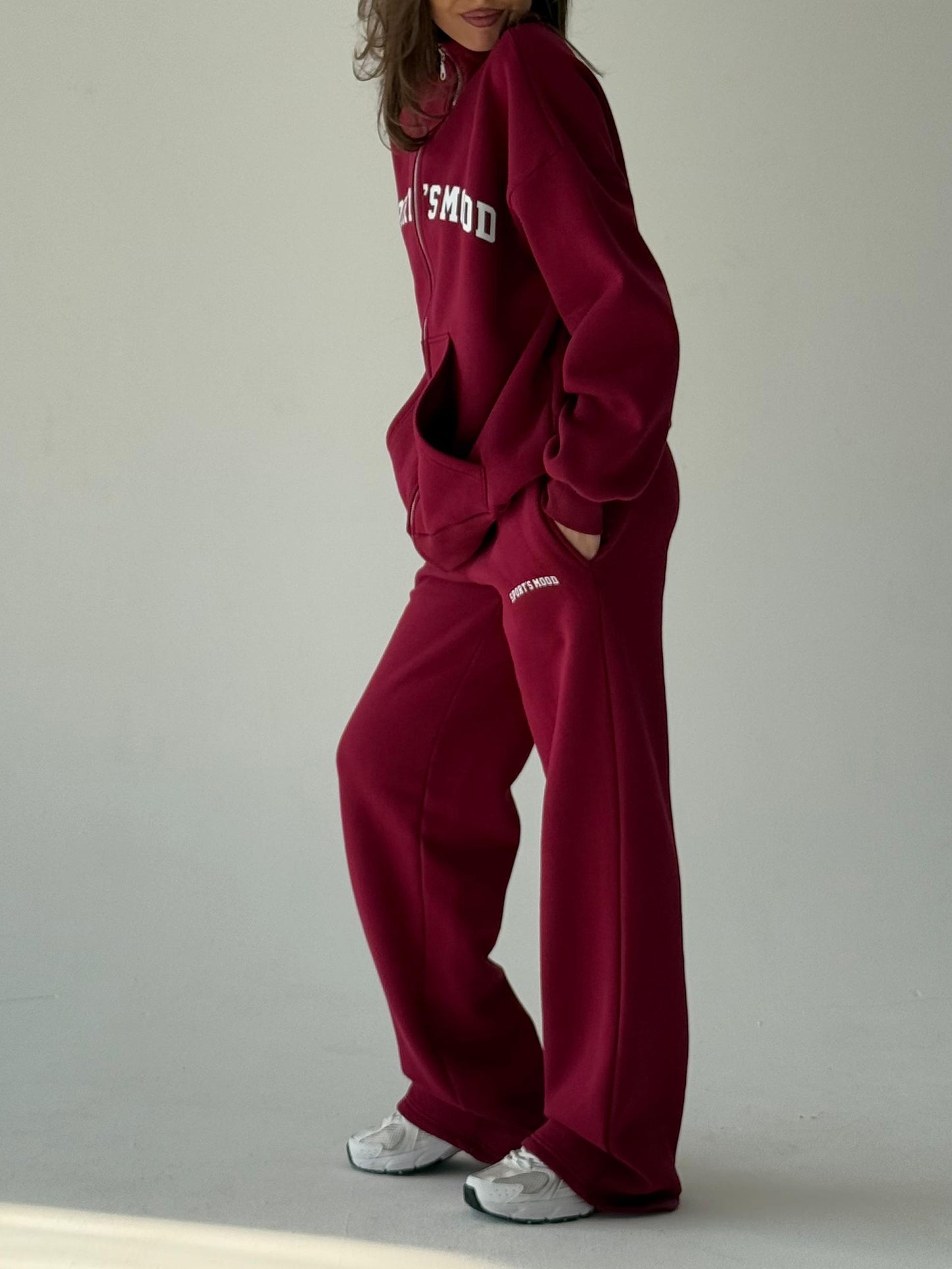 Burgundy warm zip-up hoodie