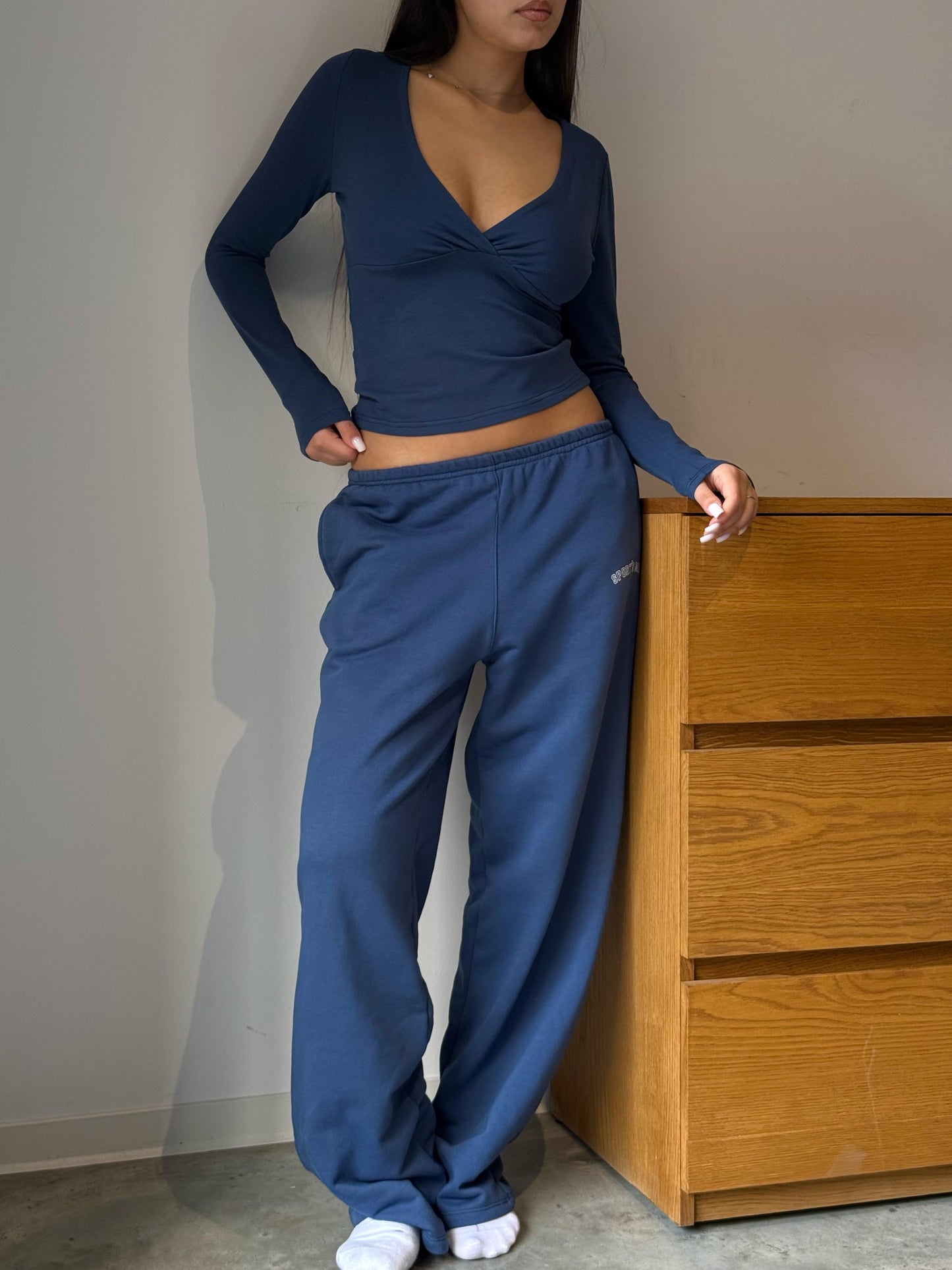 Midnight blue V crossed top