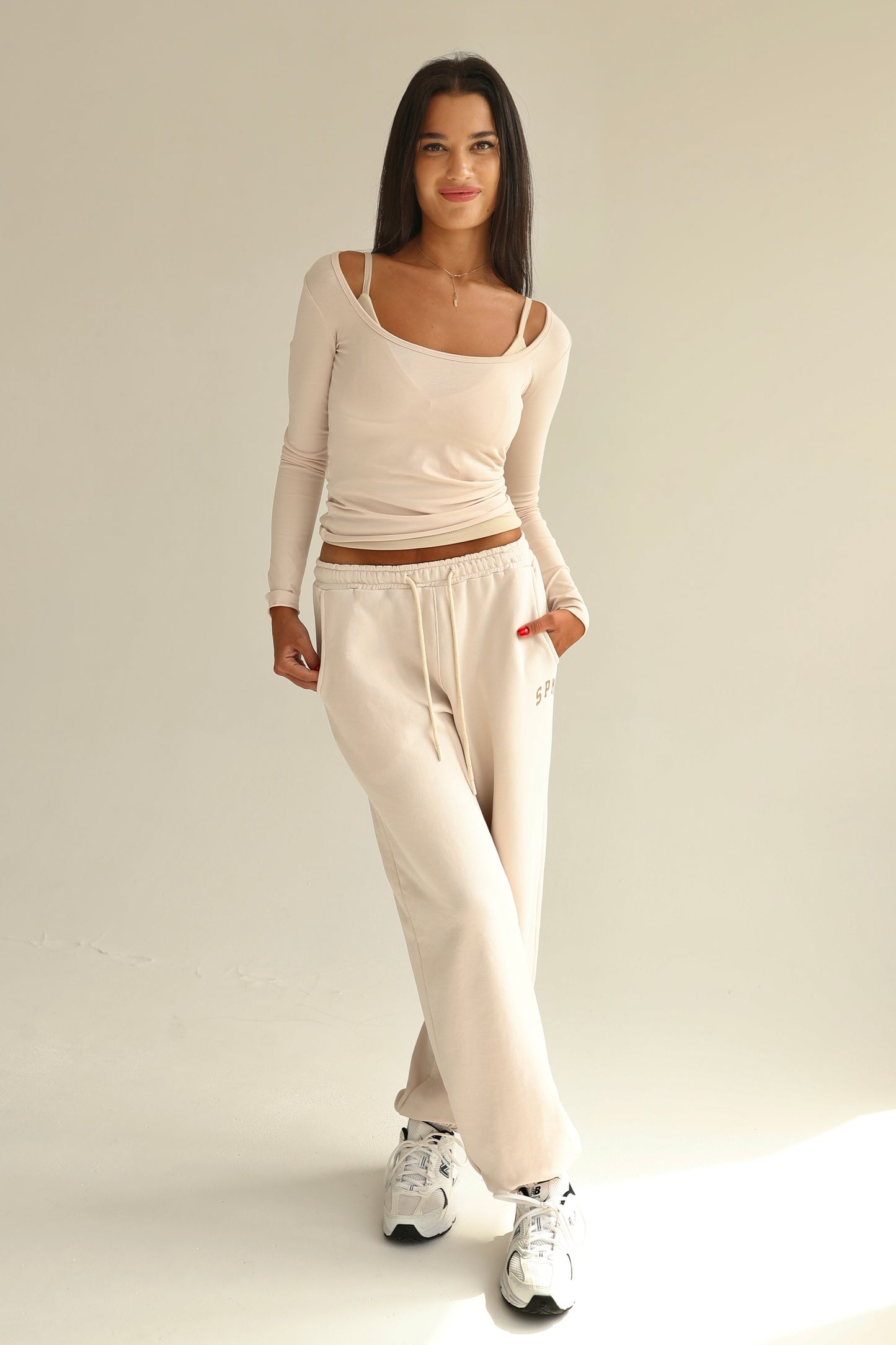 Vanilla cream square neck top