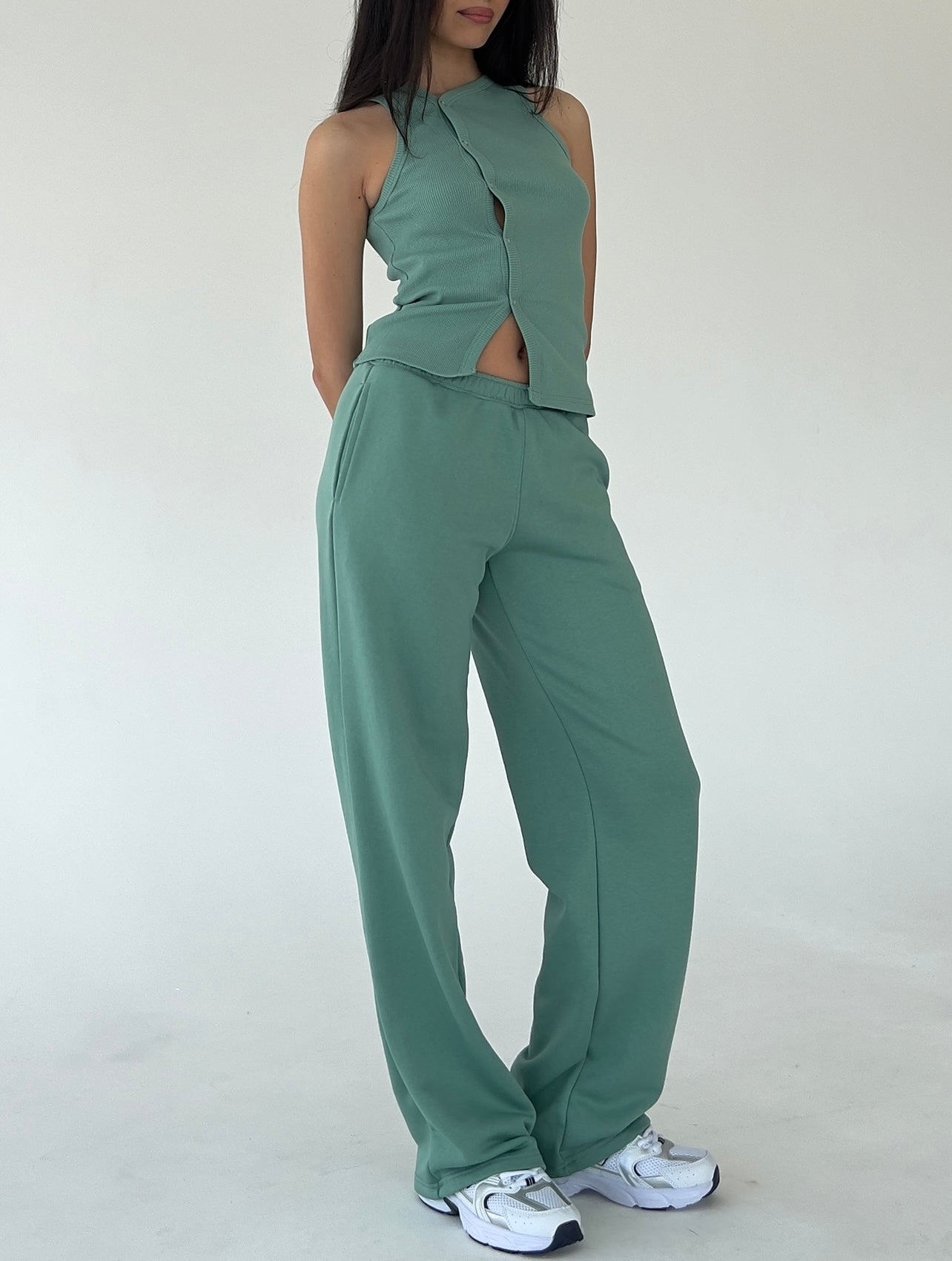 Menthol tank top with buttons