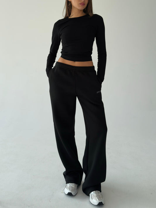 Black warm straight sweatpants