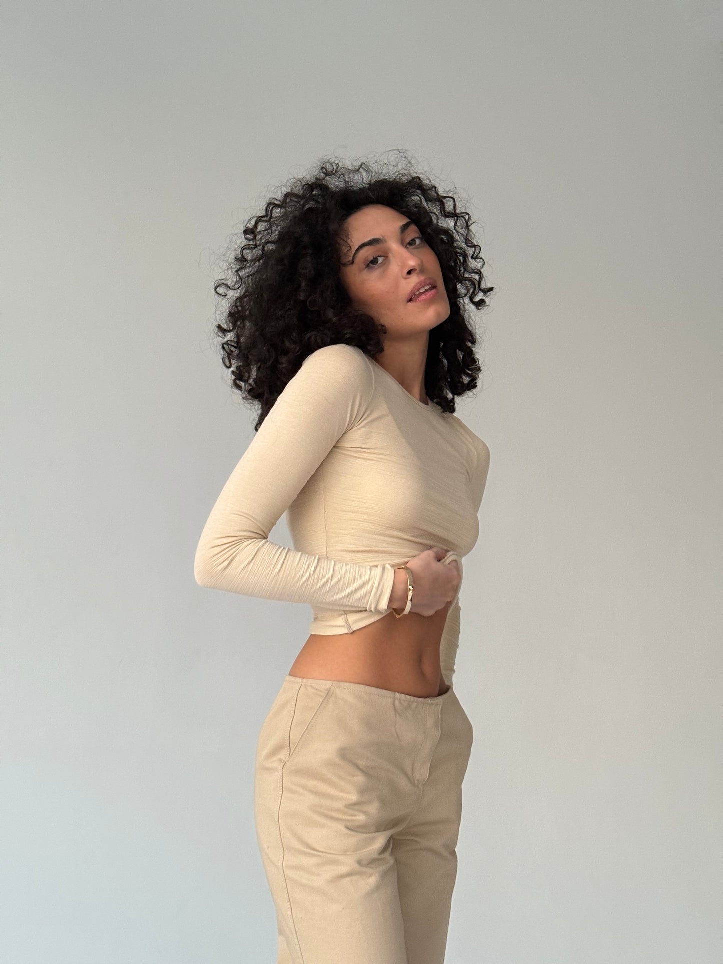 Beige basic top
