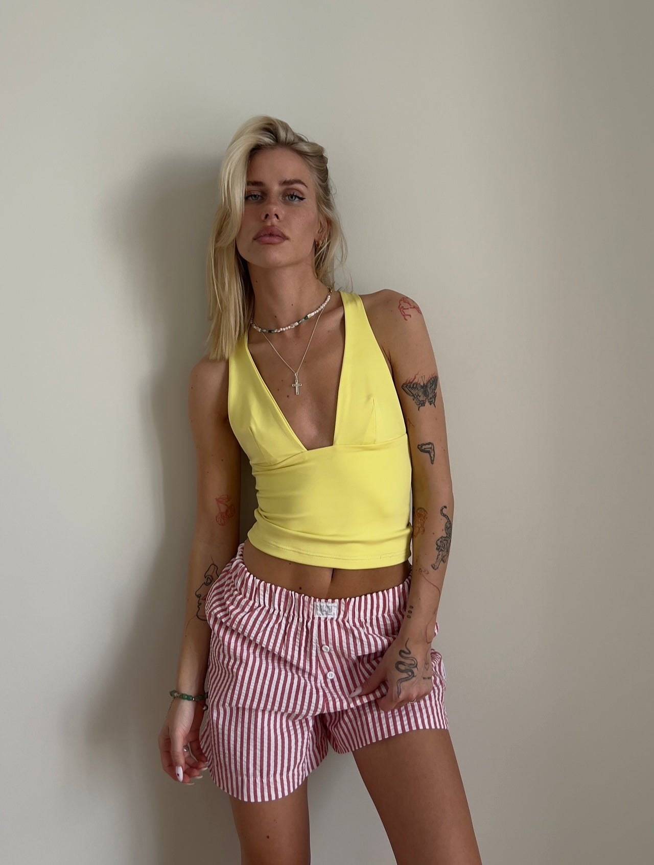 Baby yellow crossed top