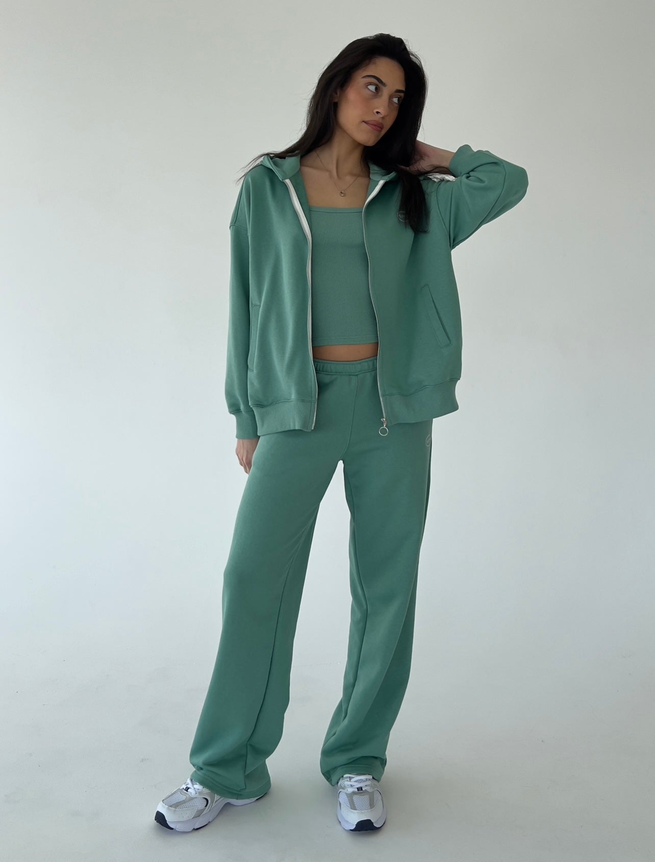 Menthol oversize zip-up hoodie