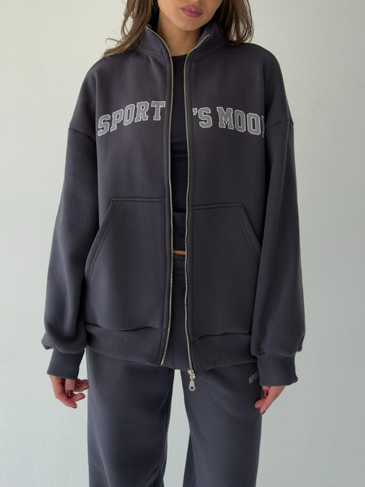 Dark gray warm zip-up hoodie