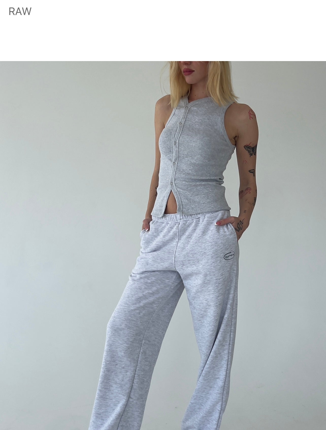 Light gray tank top with buttons