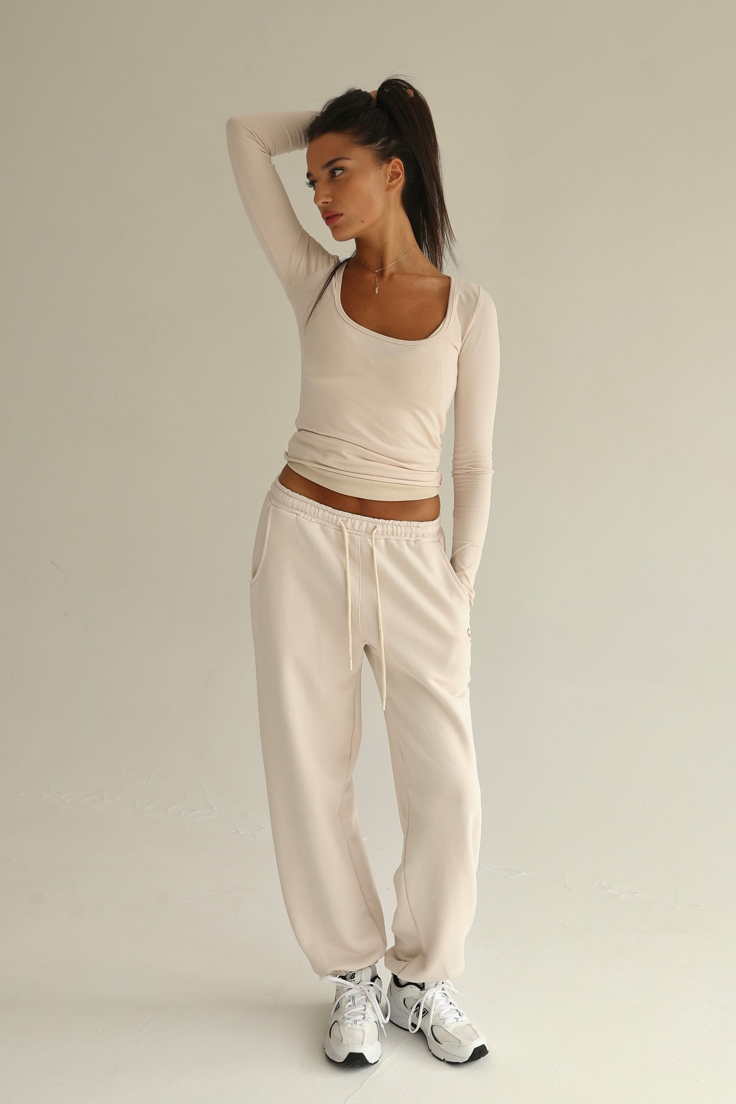 Vanilla cream square neck top