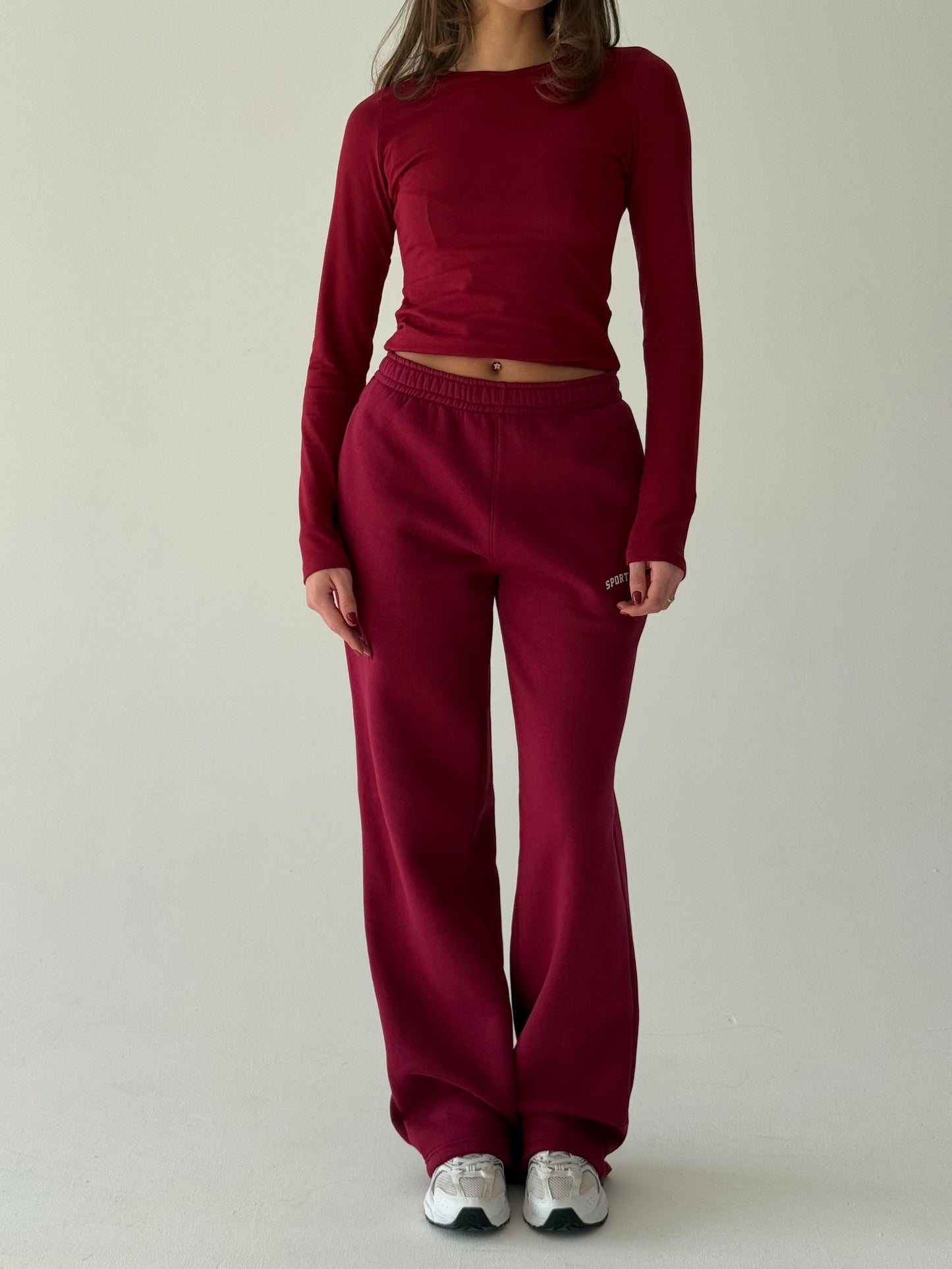 Burgundy basic top, long sleeve