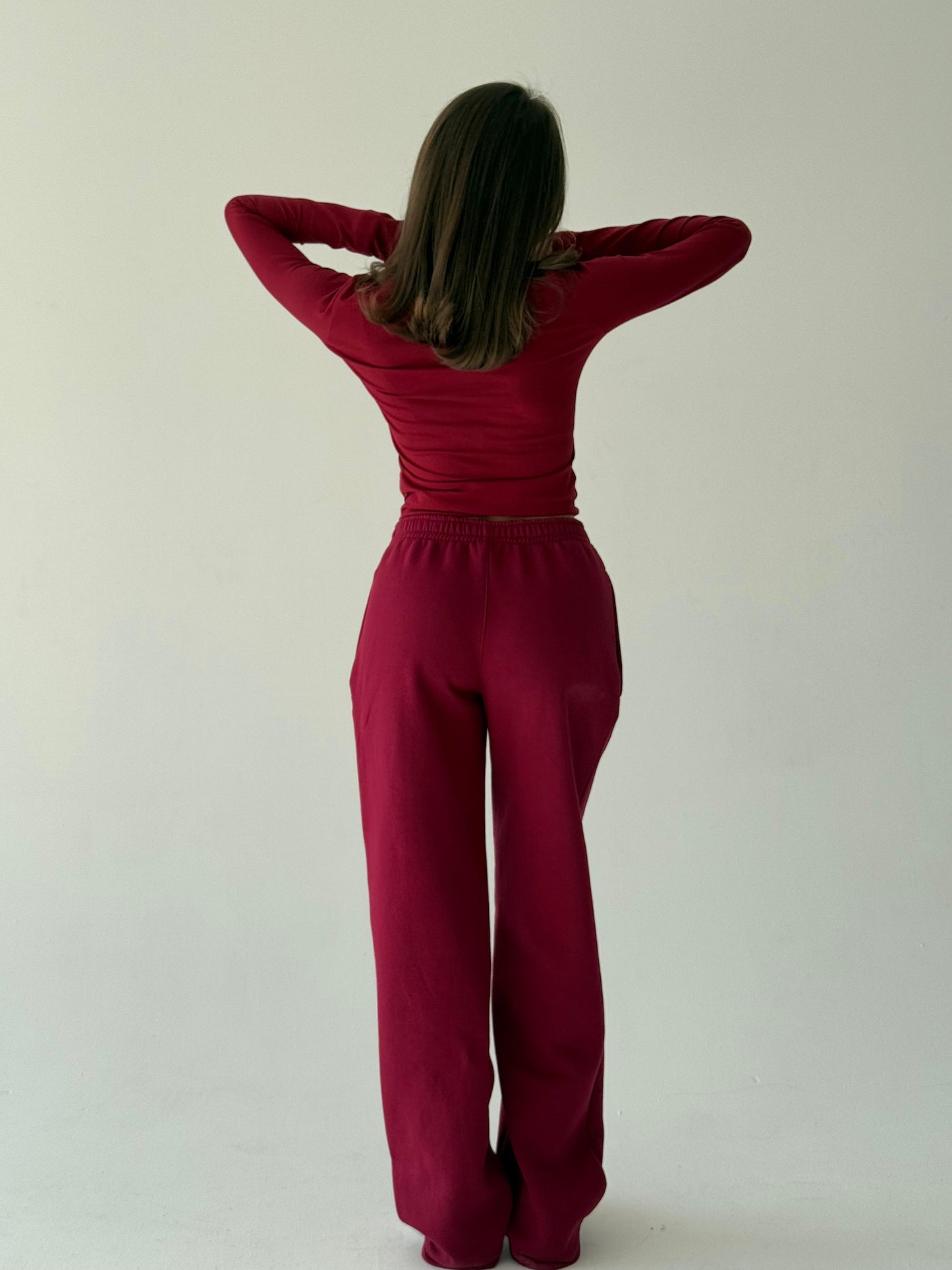 Burgundy basic top, long sleeve