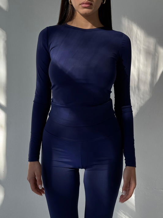 Navy blue, round neck top