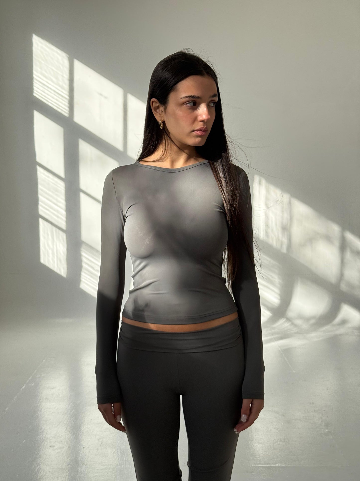 Silver, round neck top