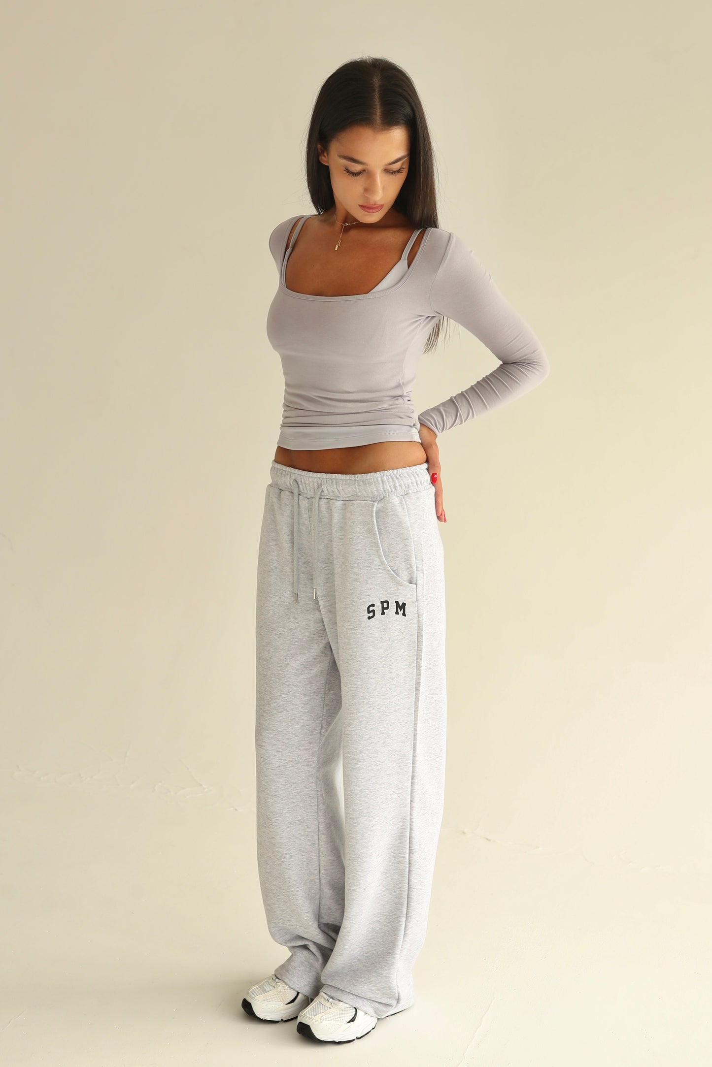 Ghost gray square neck top