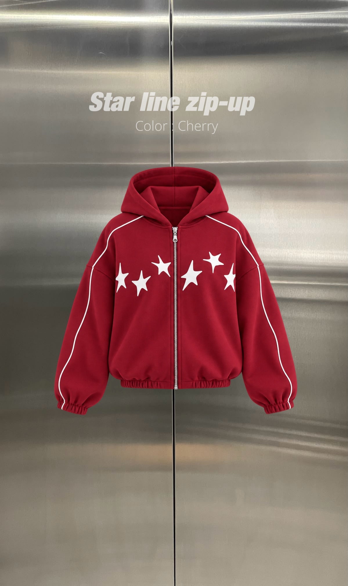 Cherry star line zip-up hoodie