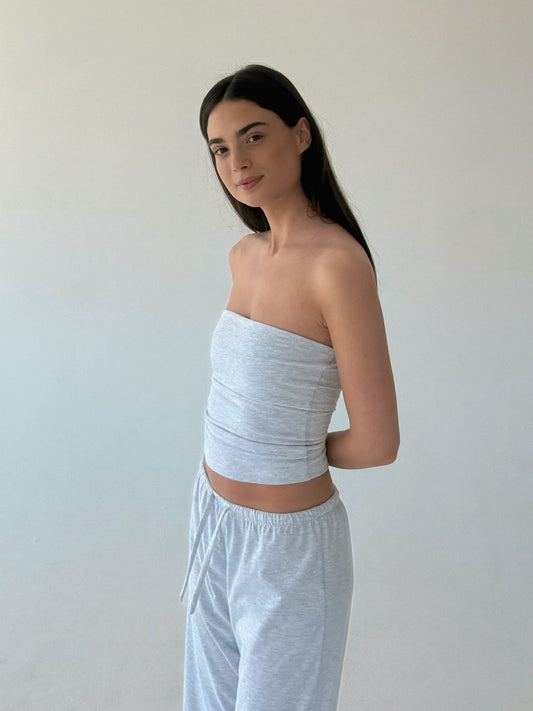 Melange gray tube top