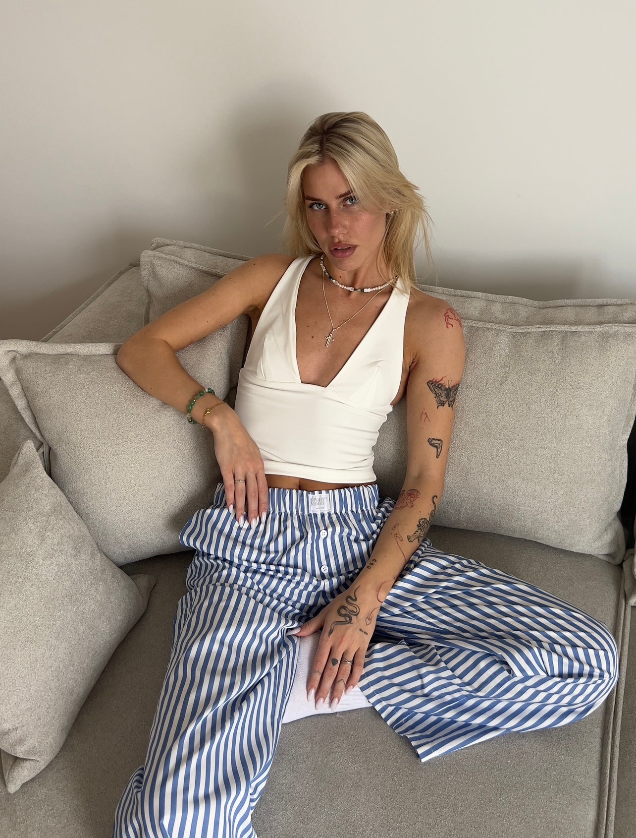 White crossed top