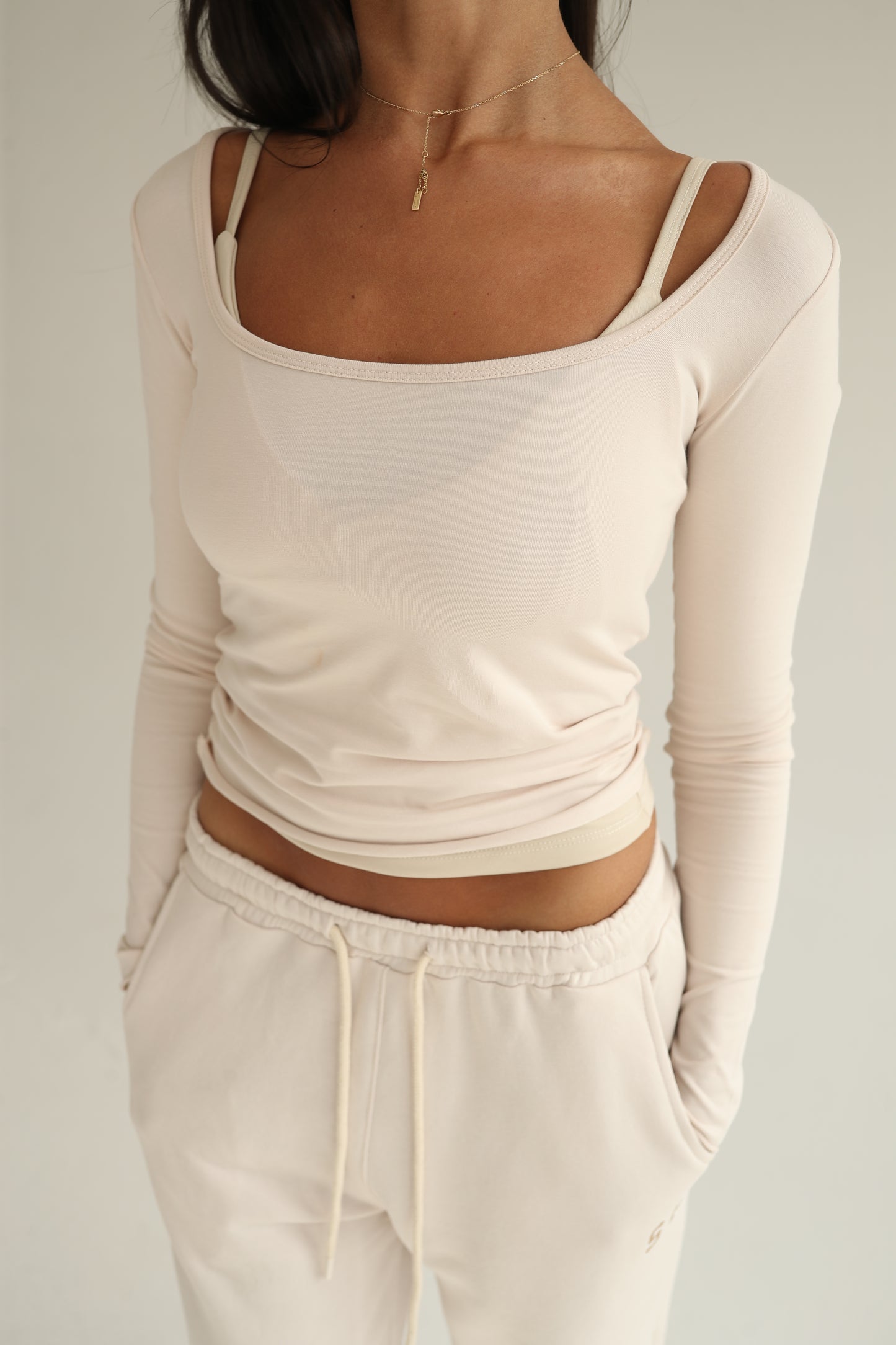 Vanilla cream square neck top