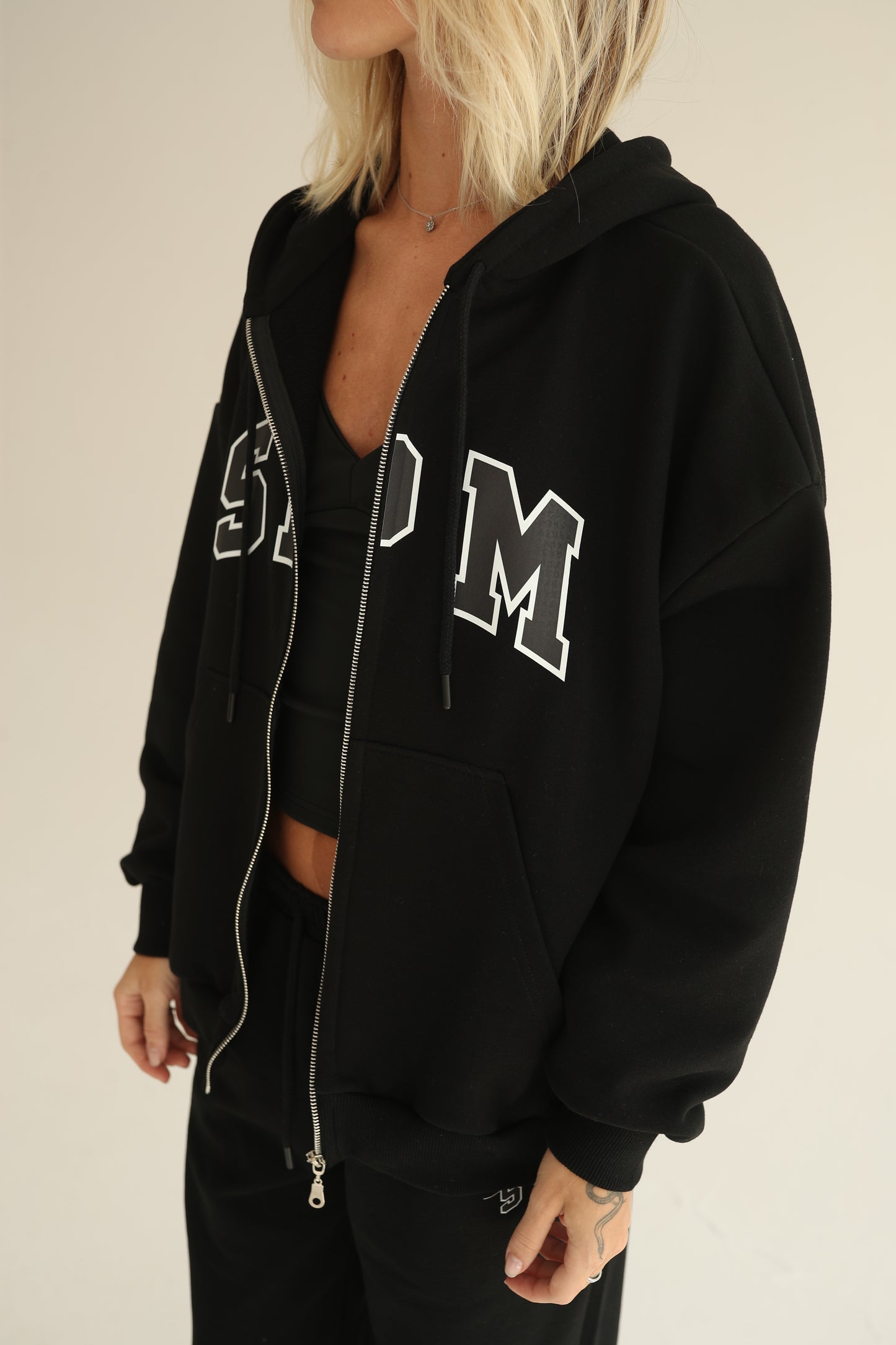 Black zip-up hoodie