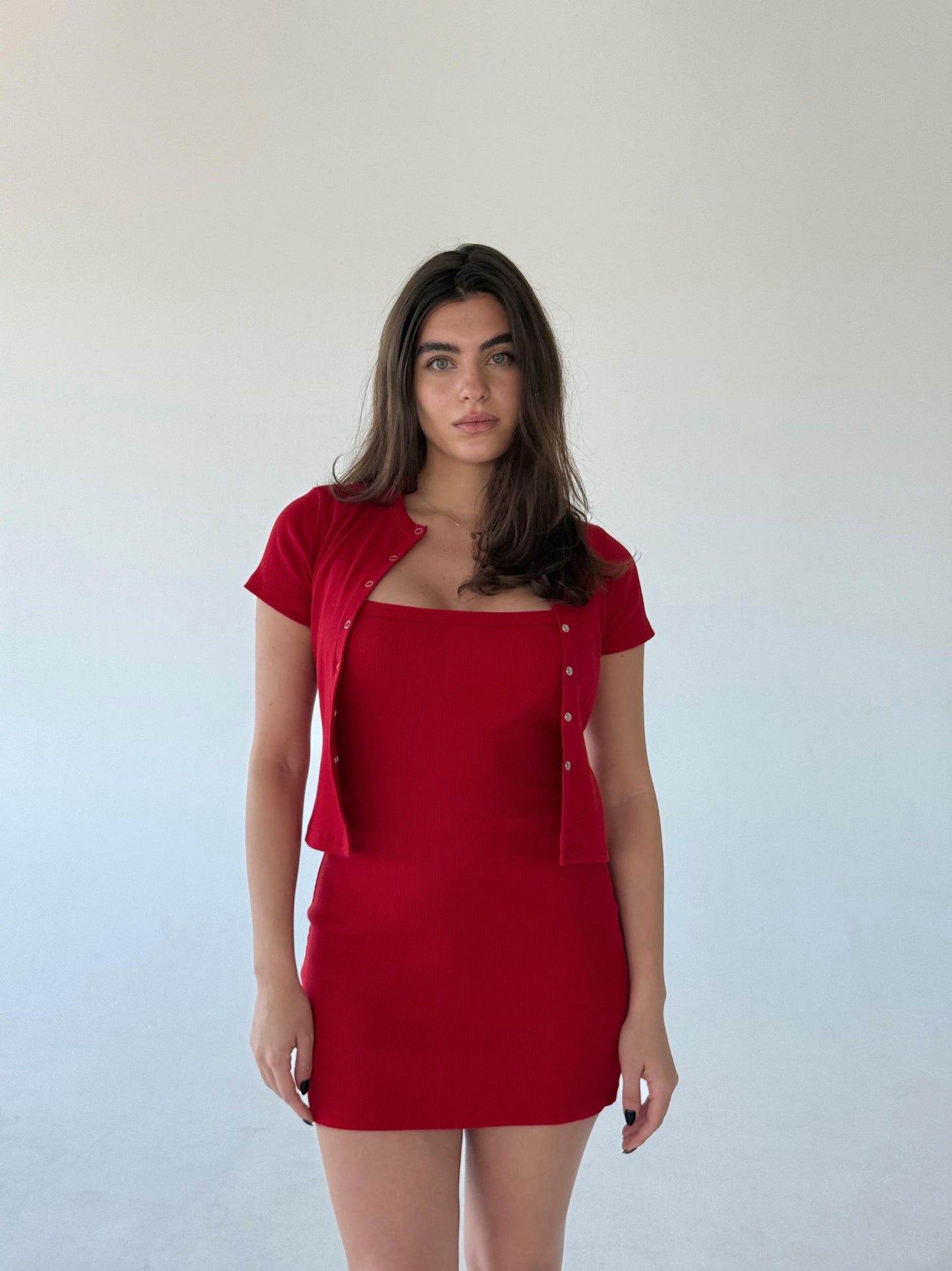 წითელი ბამბის კაბა
