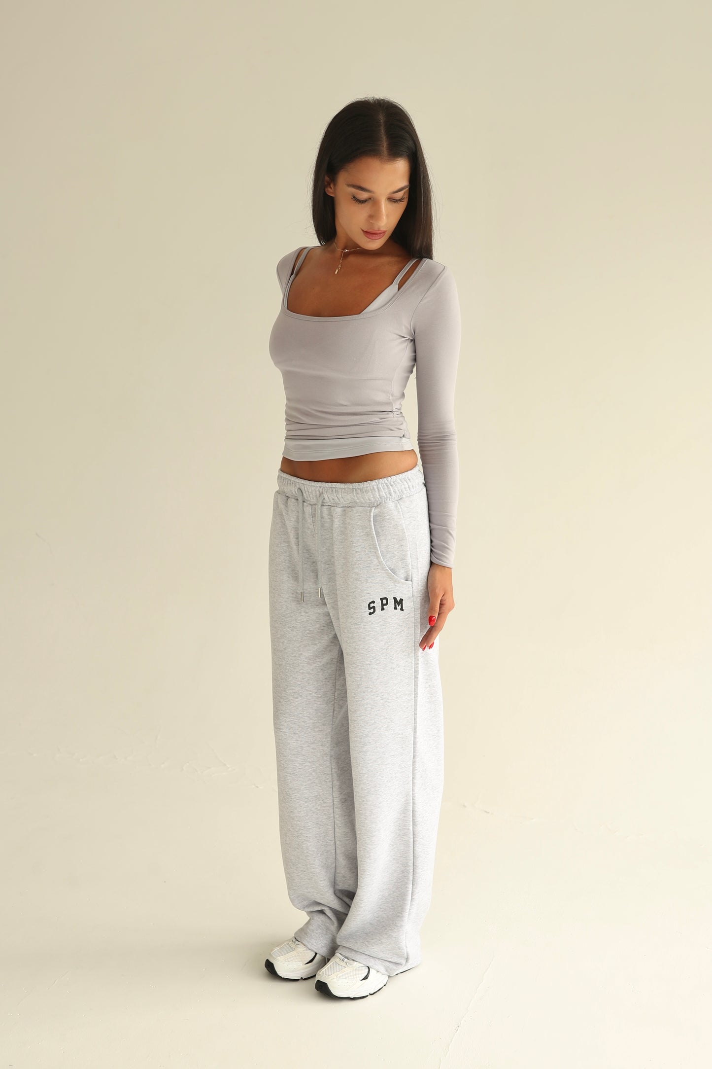 Ghost gray square neck top