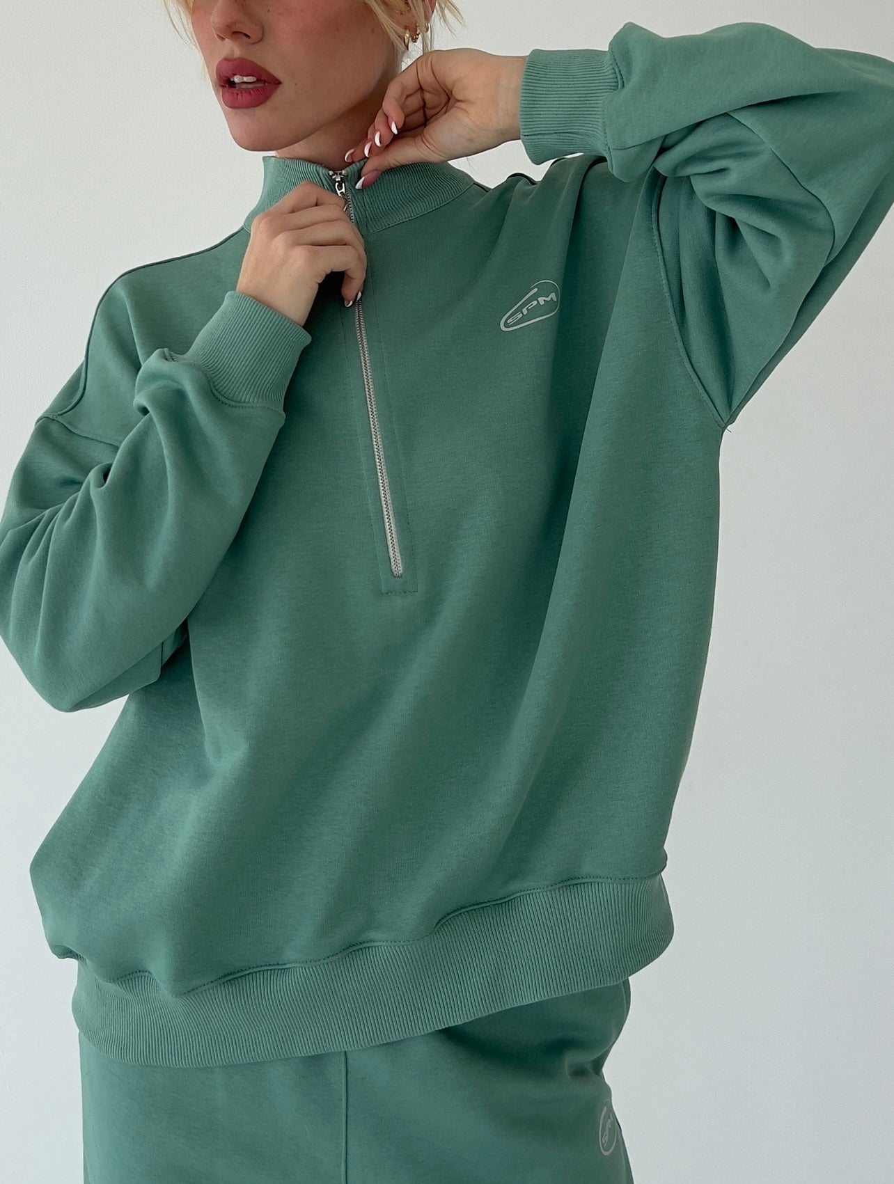 Menthol oversize sweatshirt with zipper