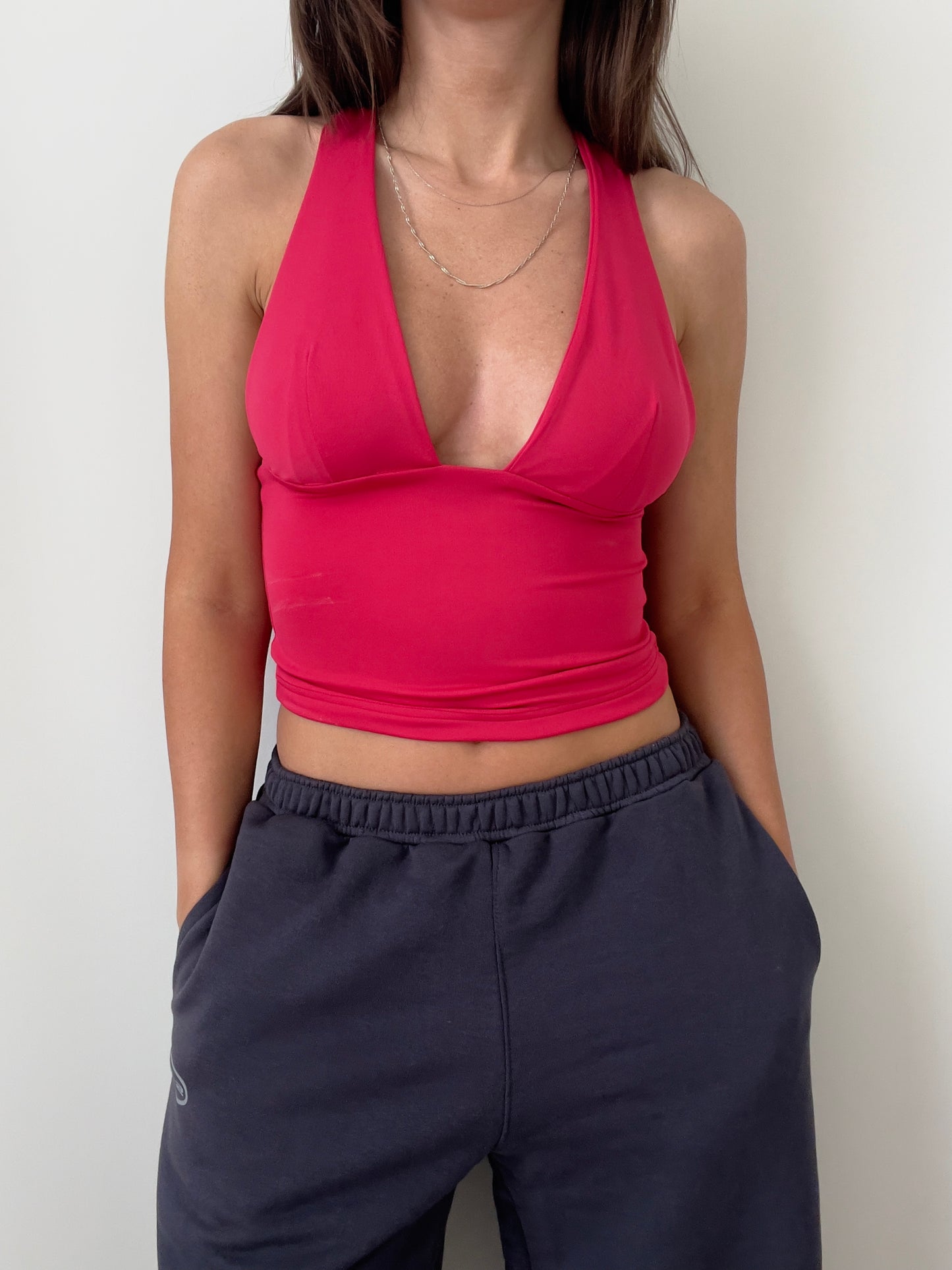 Strawberry red crossed top