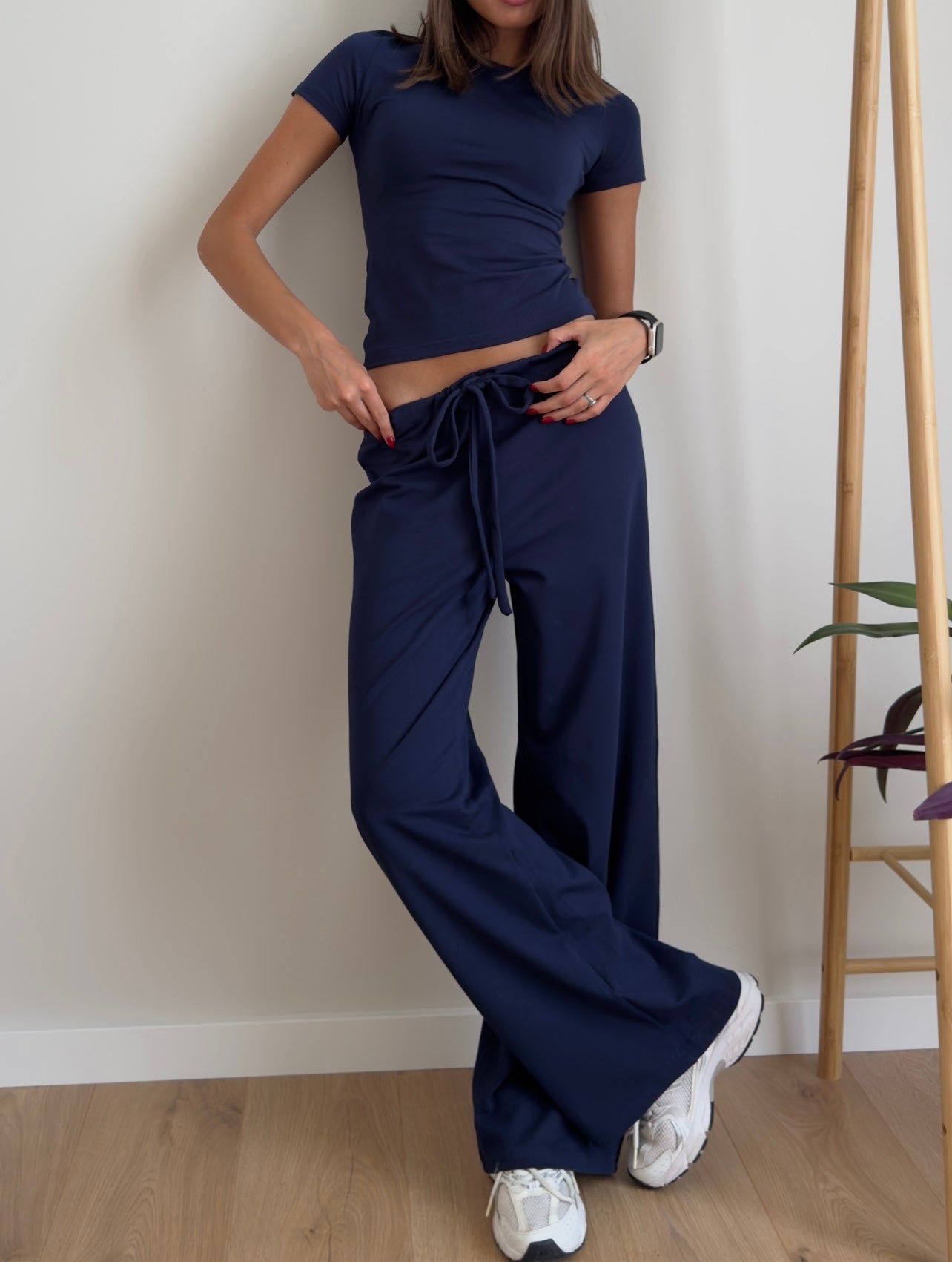 Navy blue lounge pants - Main Image
