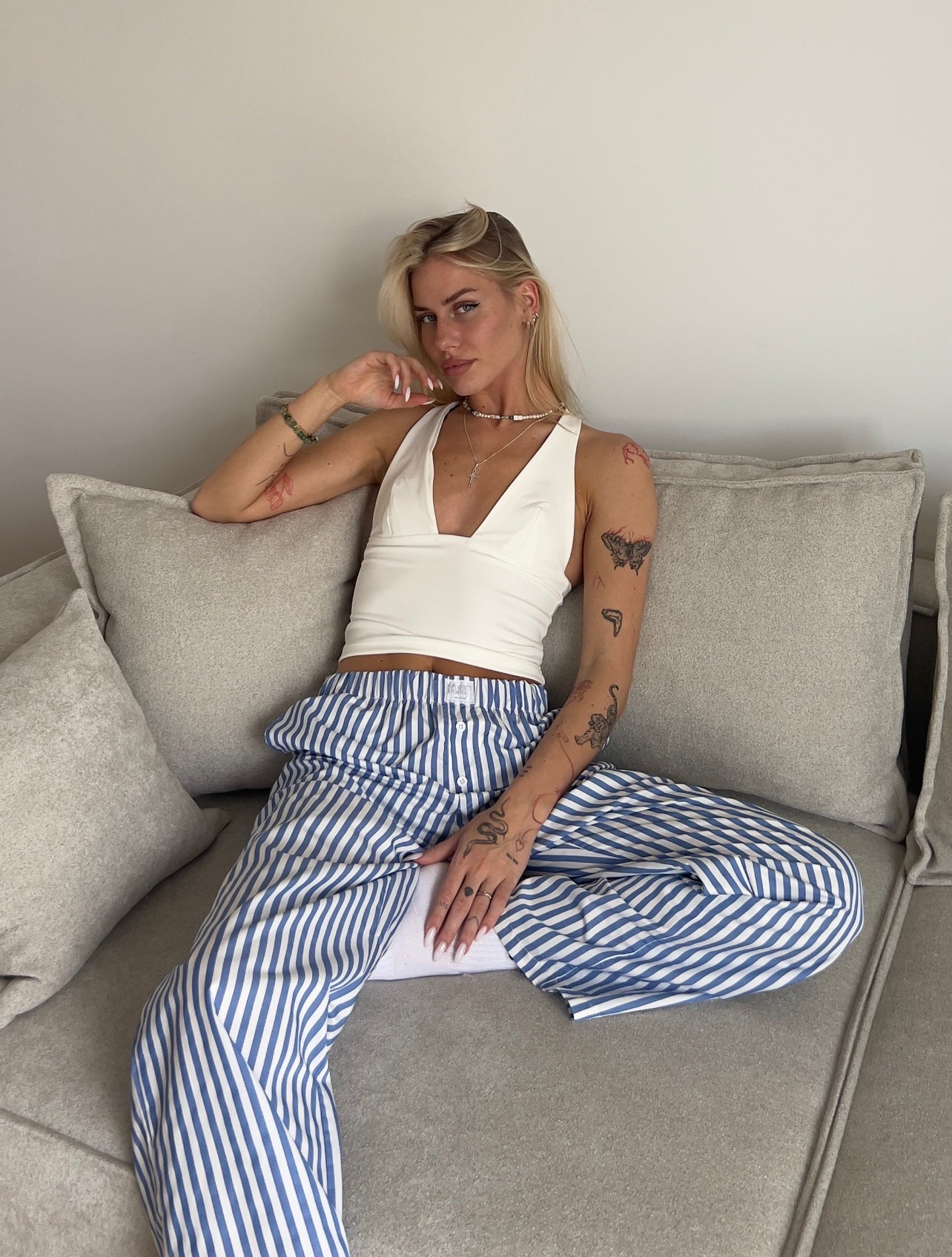 White crossed top