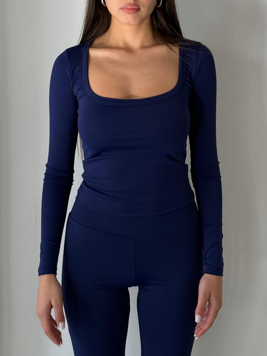 Navy blue scoop neck top