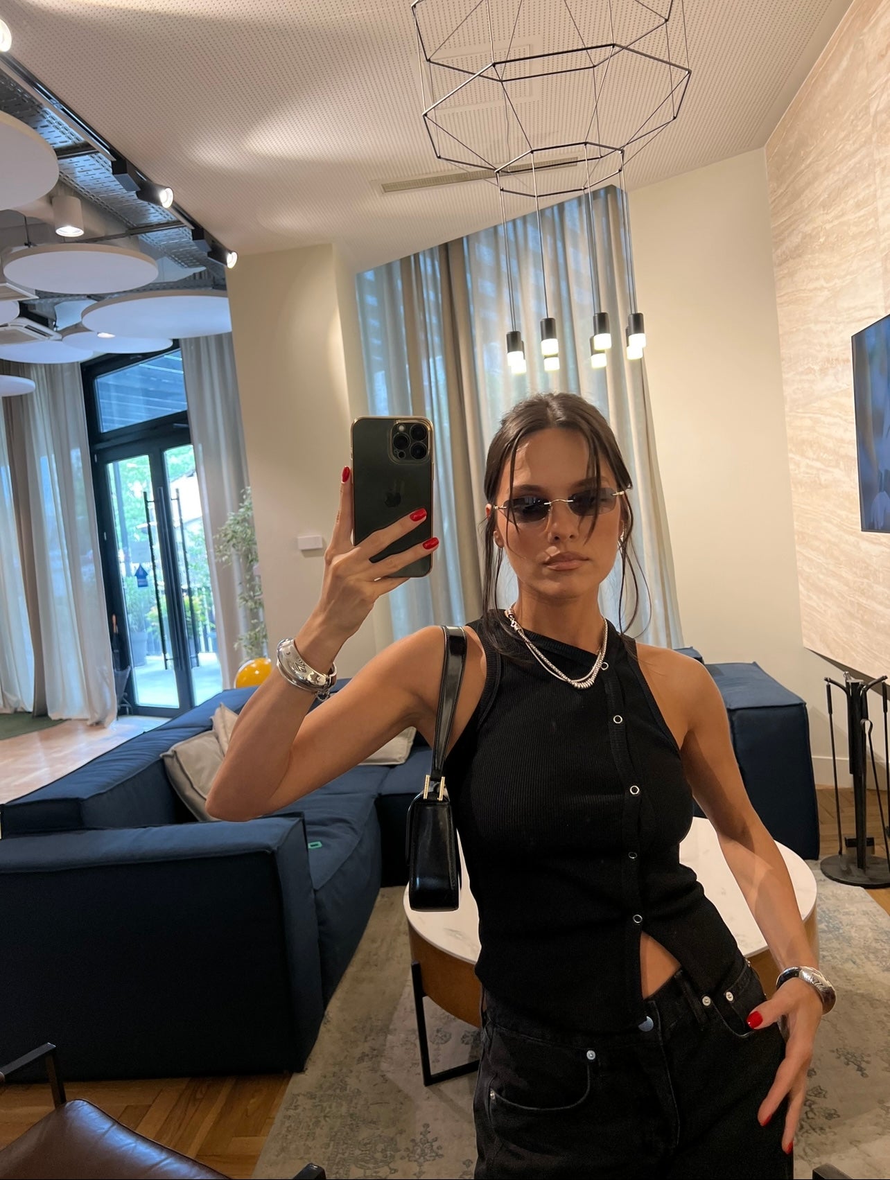 Black tank top with buttons