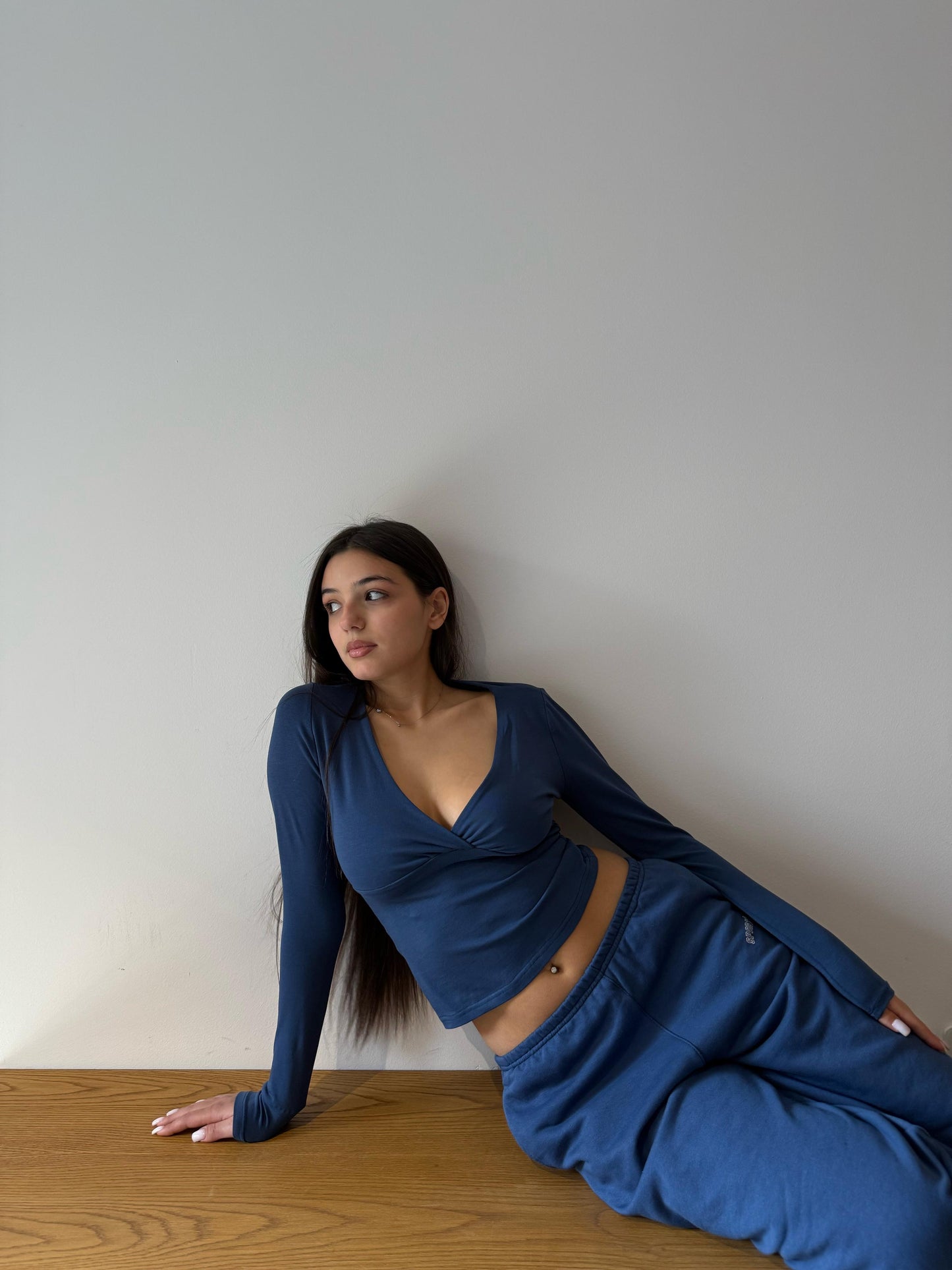 Midnight blue V crossed top