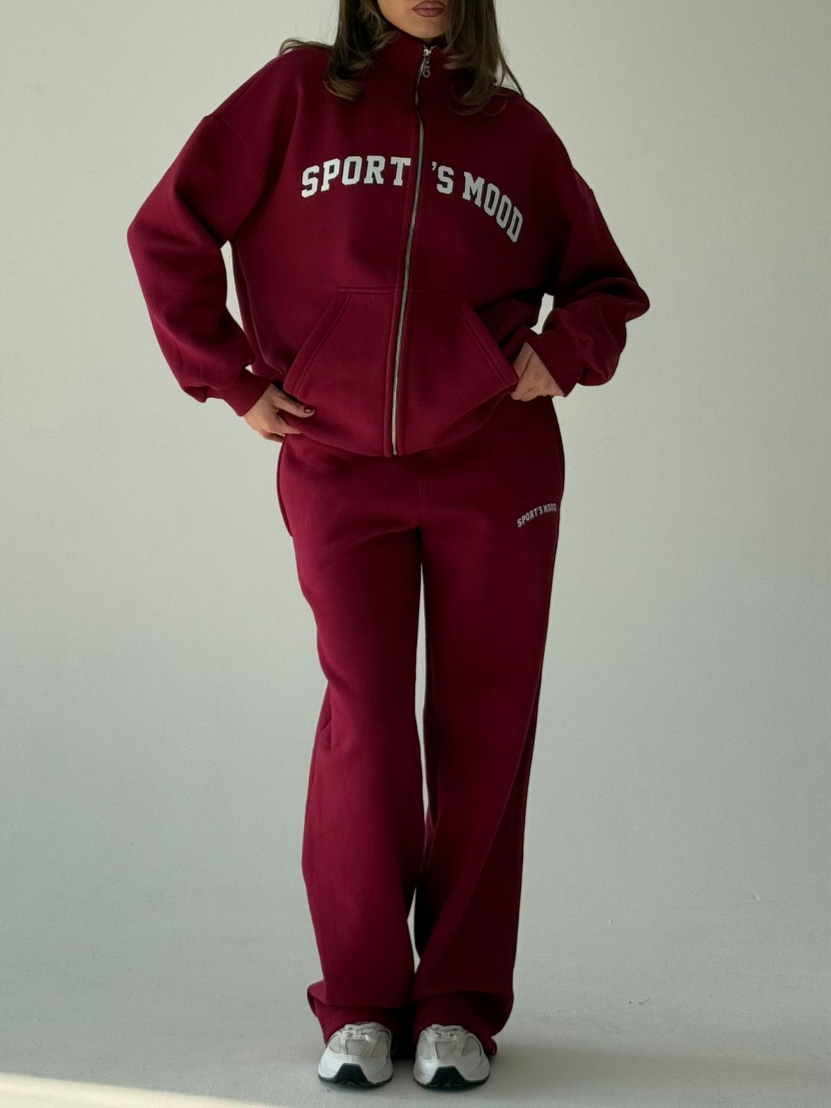 Burgundy warm zip-up hoodie