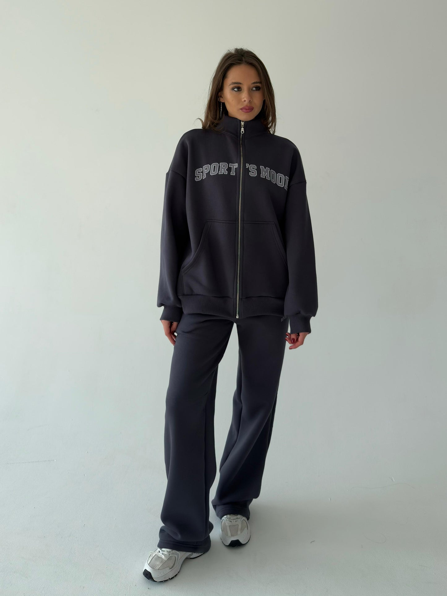 Dark gray warm zip-up hoodie