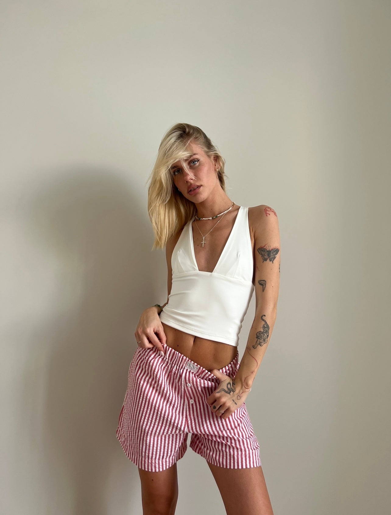 White crossed top