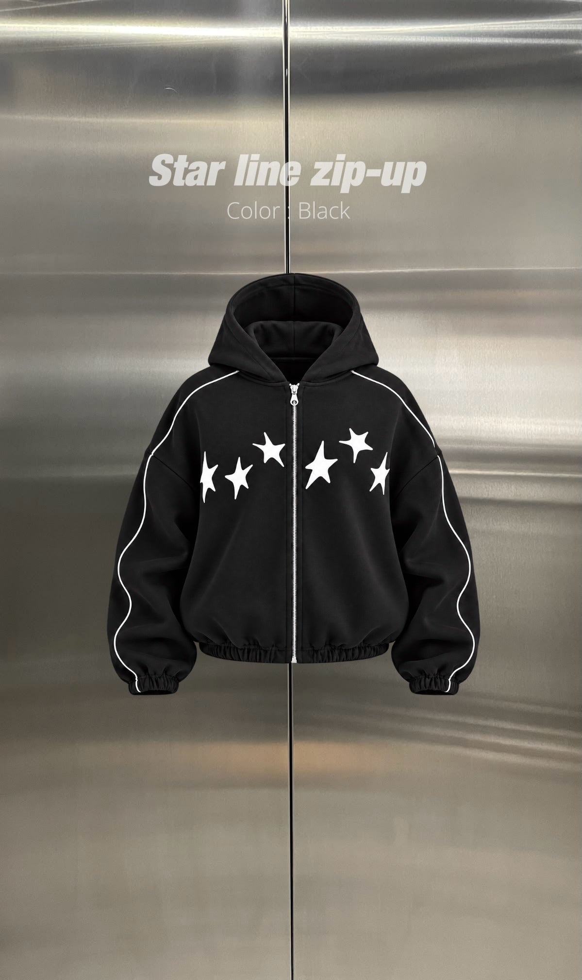 Black star line zip-up hoodie