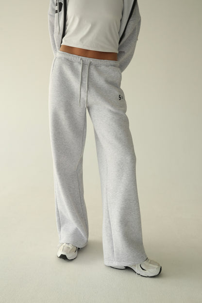 Melange gray warm straight sweatpants