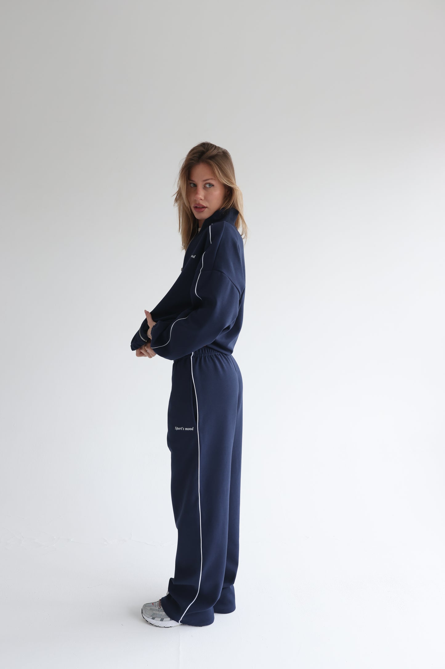 Navy blue track line jacket