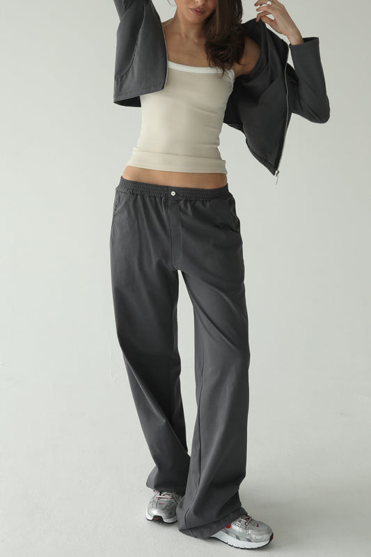 ნაცრისფერი ბამბის შარვალი