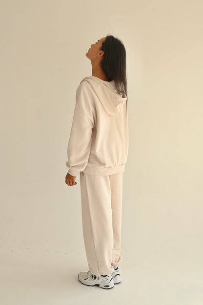 Vanilla cream zip-up hoodie